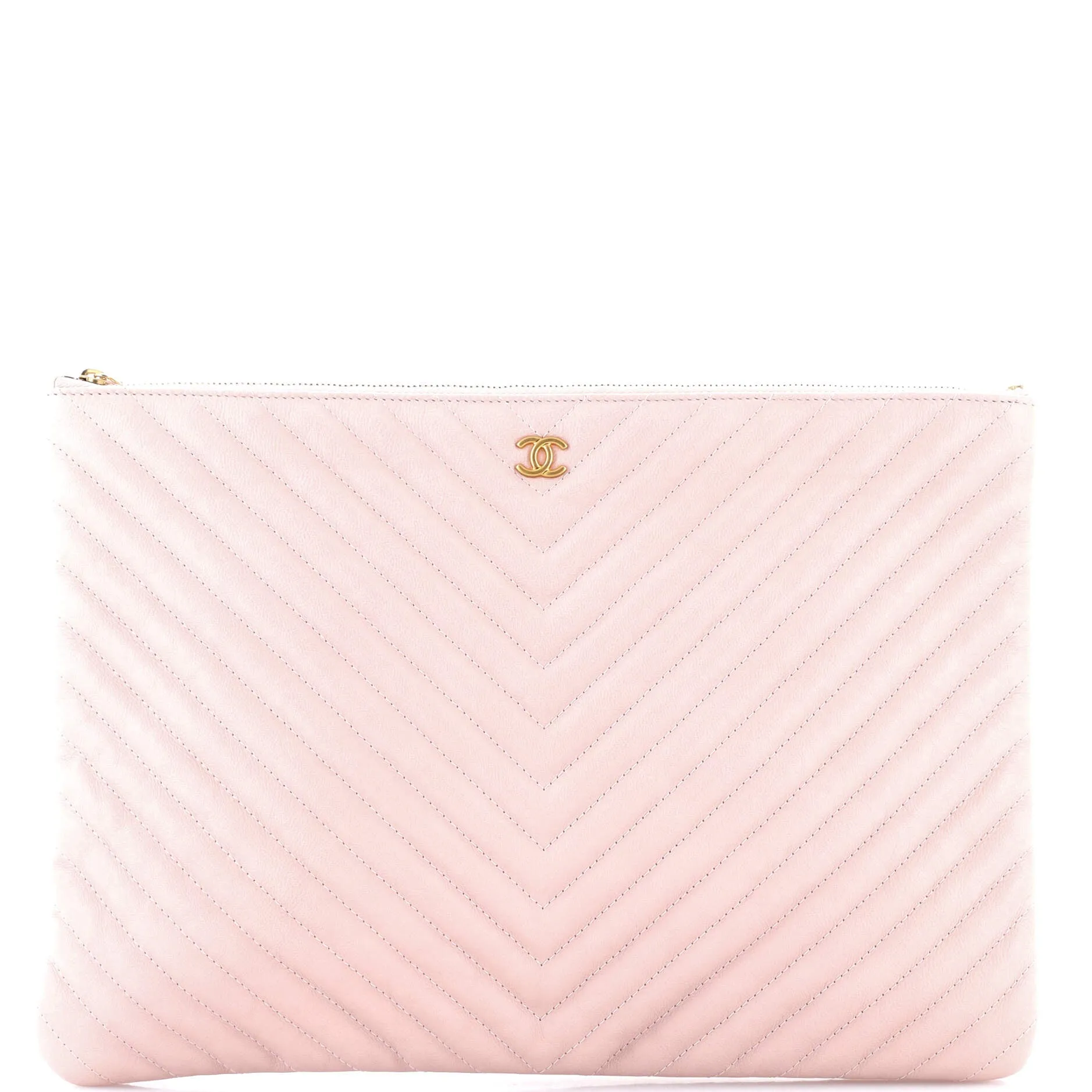 Chanel O Case Clutch Chevron Calfskin