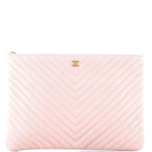 Chanel O Case Clutch Chevron Calfskin