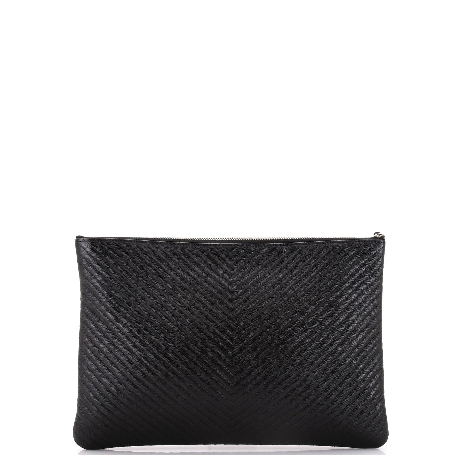 Chanel O Case Clutch Chevron Caviar