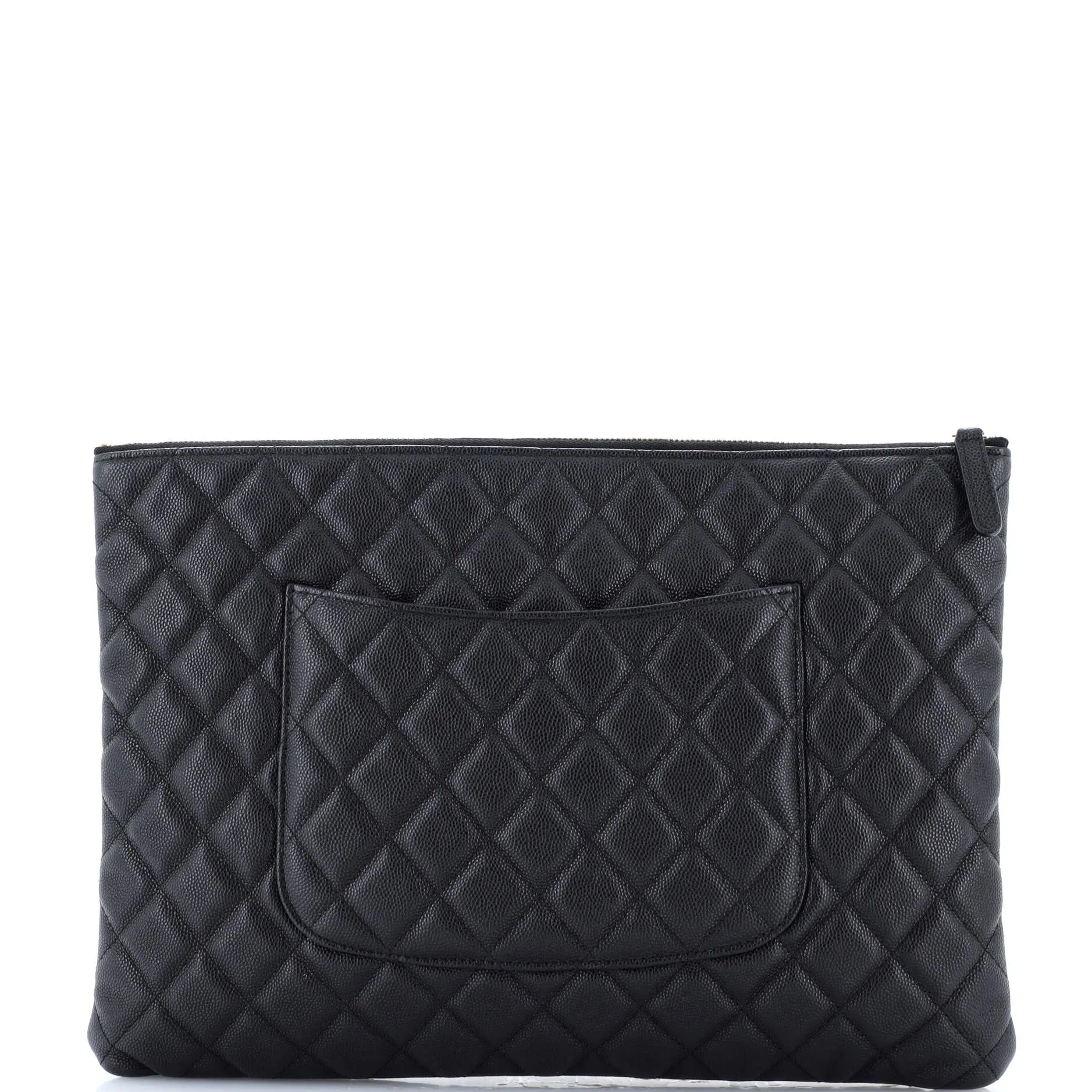 Chanel O Case Clutch Quilted Caviar
