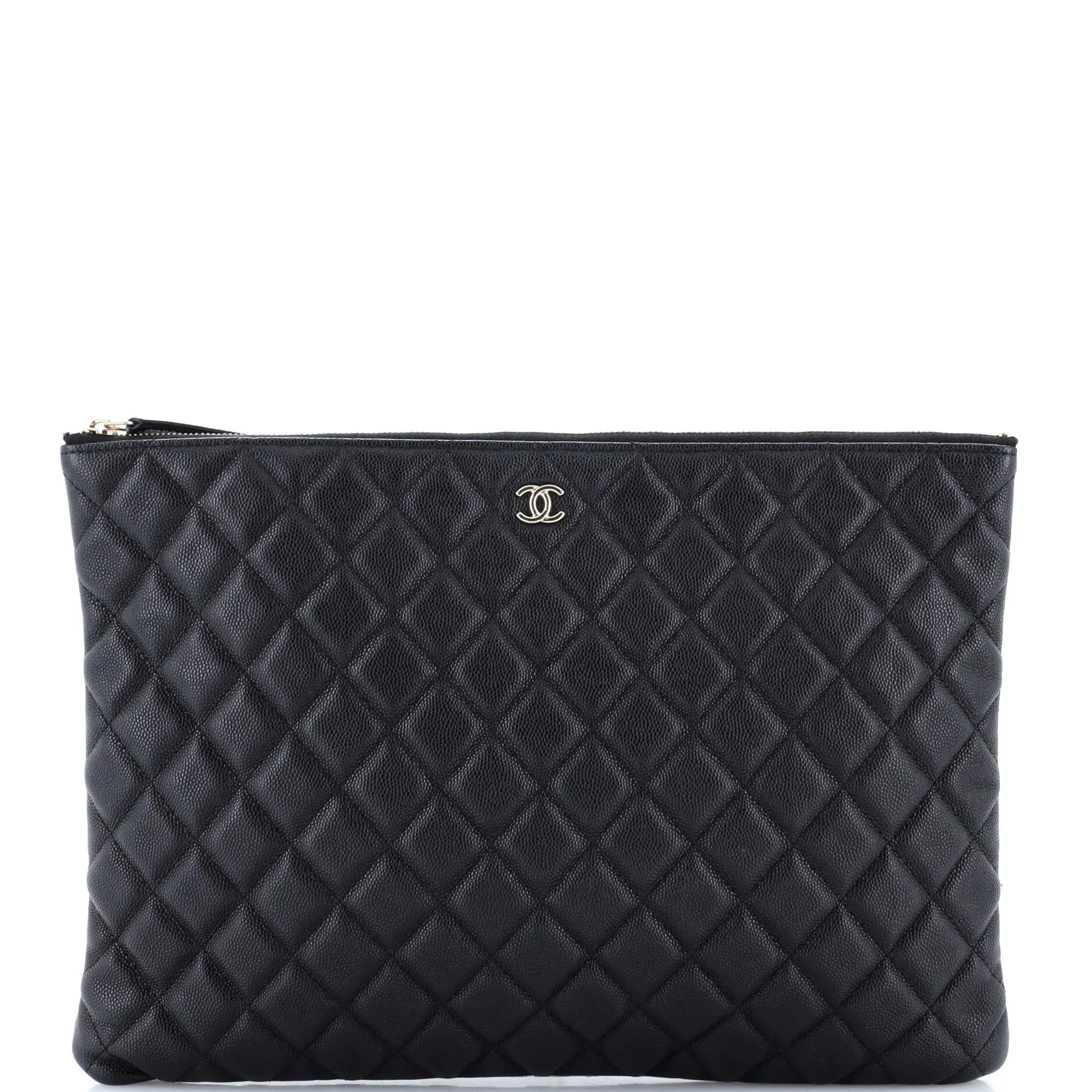 Chanel O Case Clutch Quilted Caviar