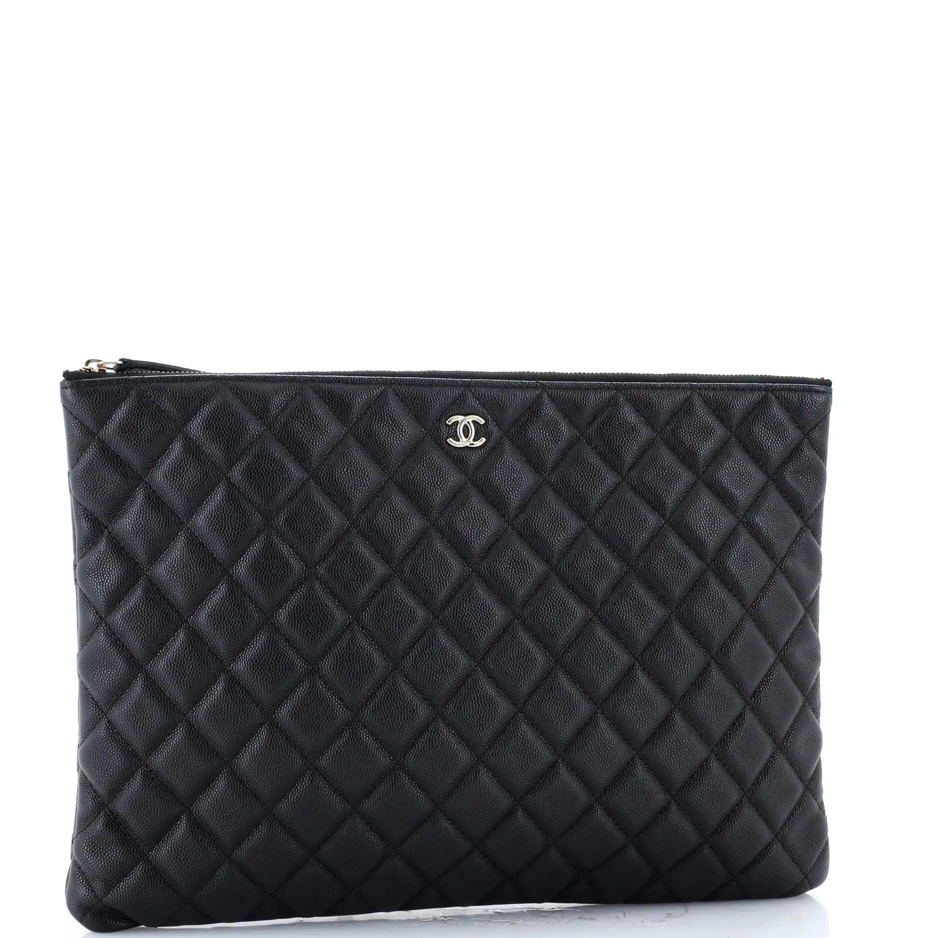 Chanel O Case Clutch Quilted Caviar