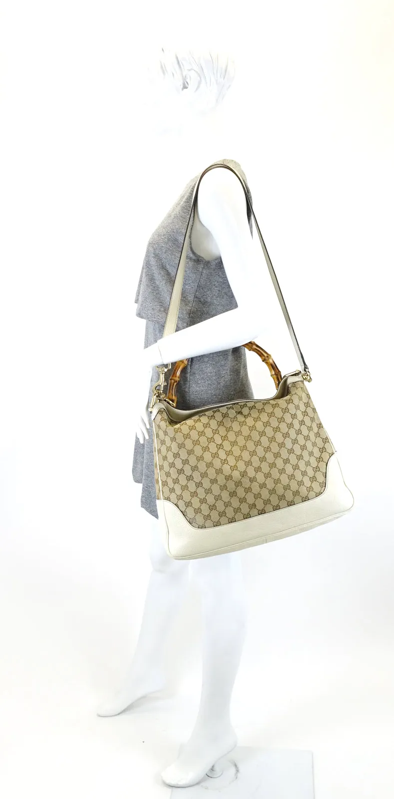 Diana Monogram Canvas Bamboo Handle Bag with Strap