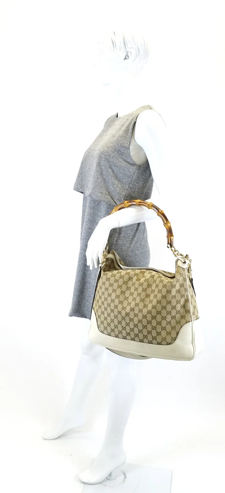 Diana Monogram Canvas Bamboo Handle Bag with Strap