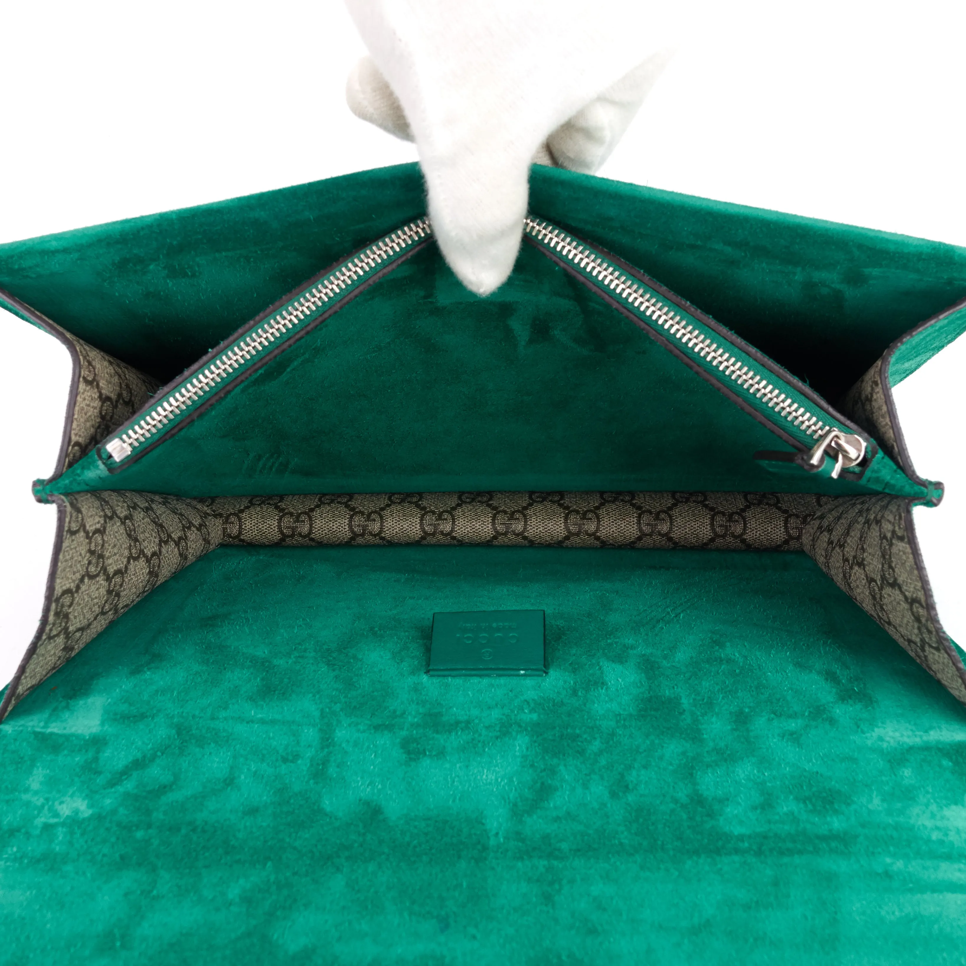 Dionysus Medium Suede and Embroidered Supreme Canvas Bag