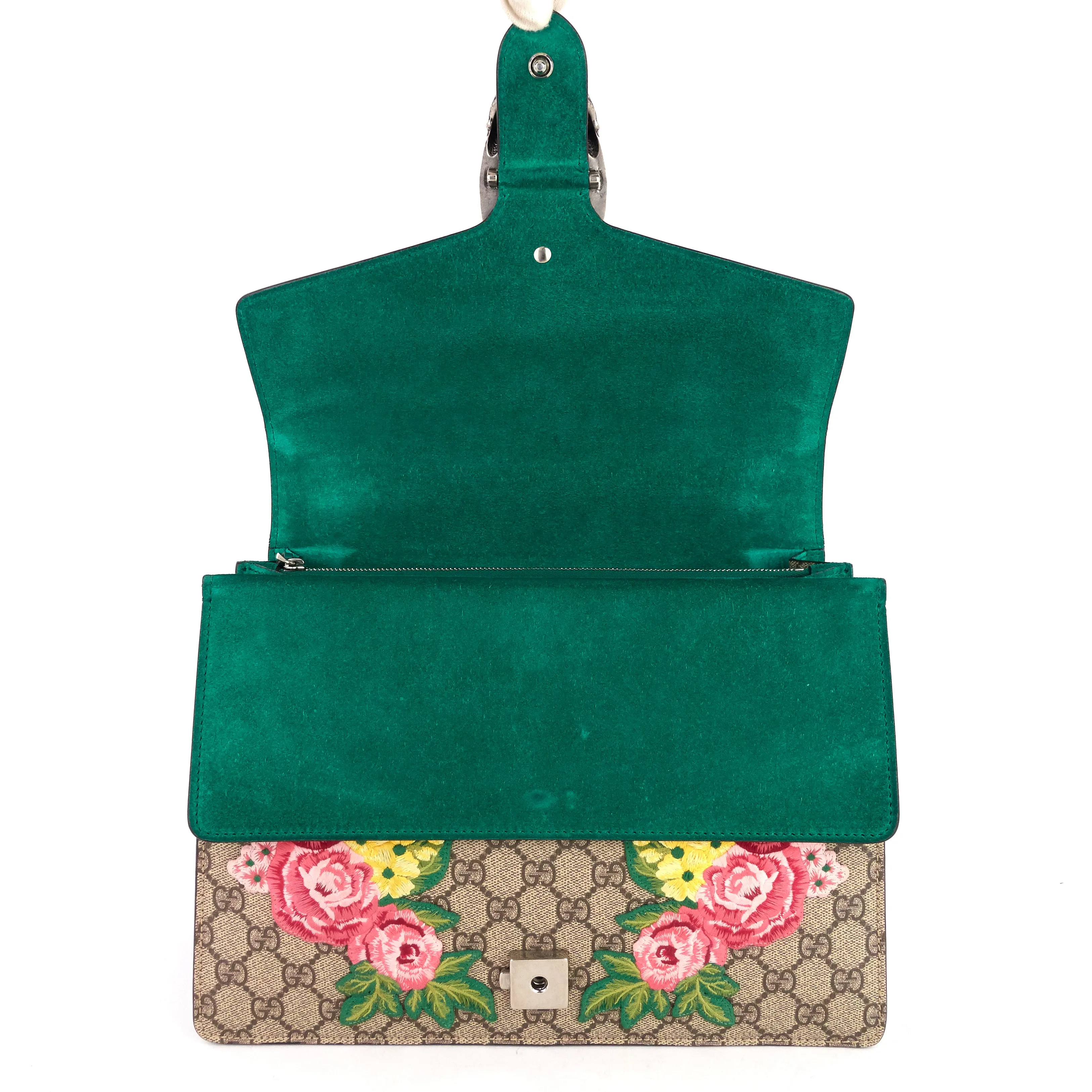 Dionysus Medium Suede and Embroidered Supreme Canvas Bag