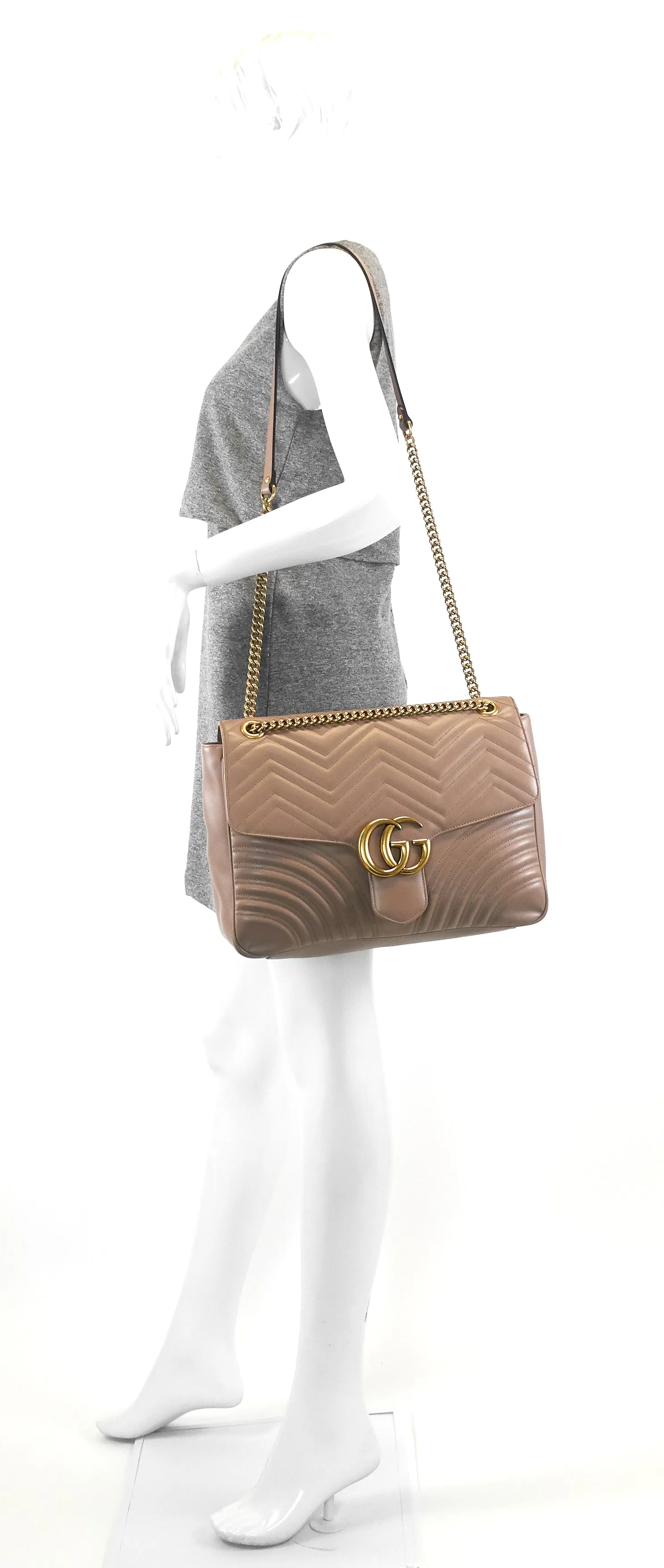 GG Marmont Large Chevron Leather Bag