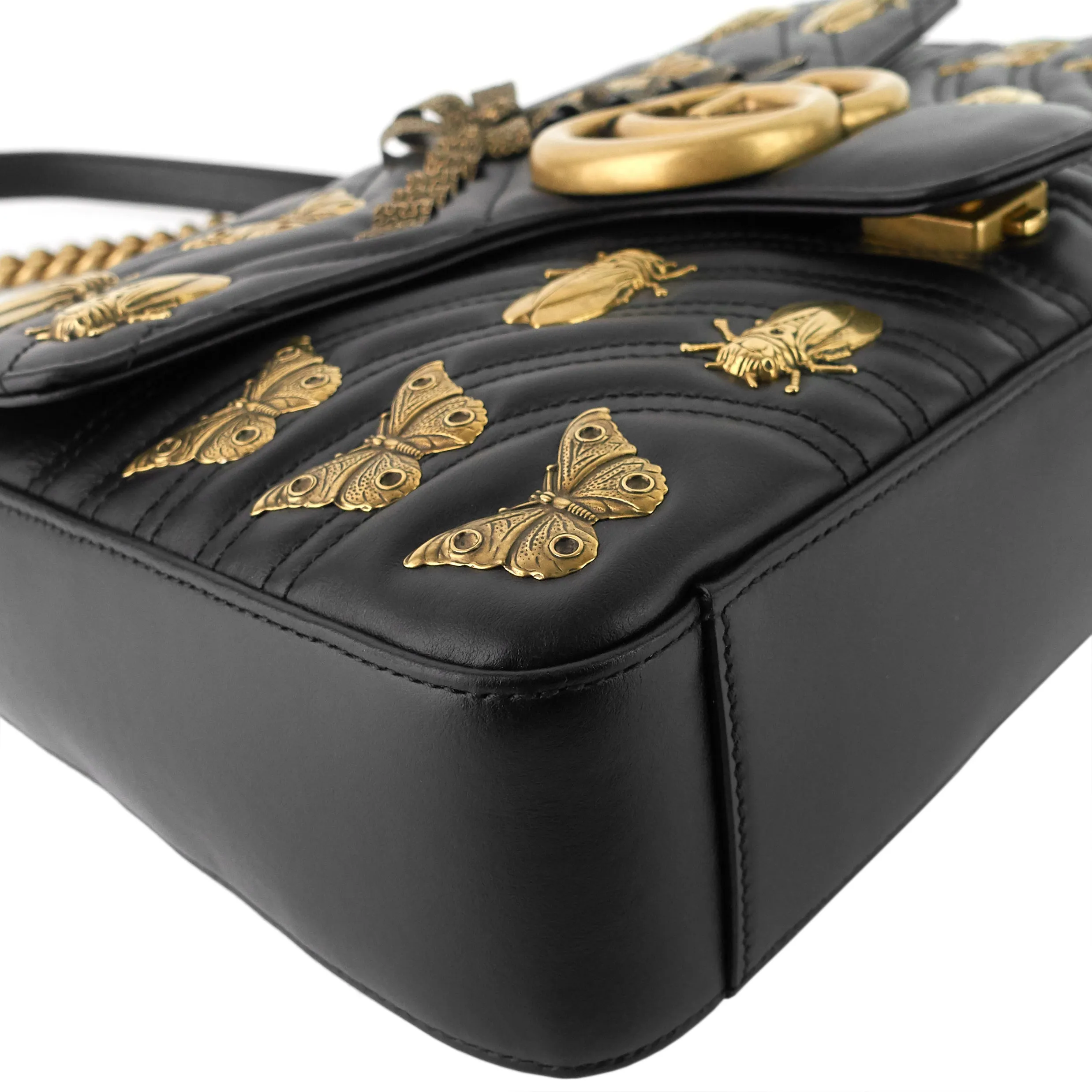 GG Marmont Medium Insects Matelass Leather Bag