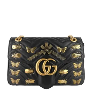 GG Marmont Medium Insects Matelass Leather Bag