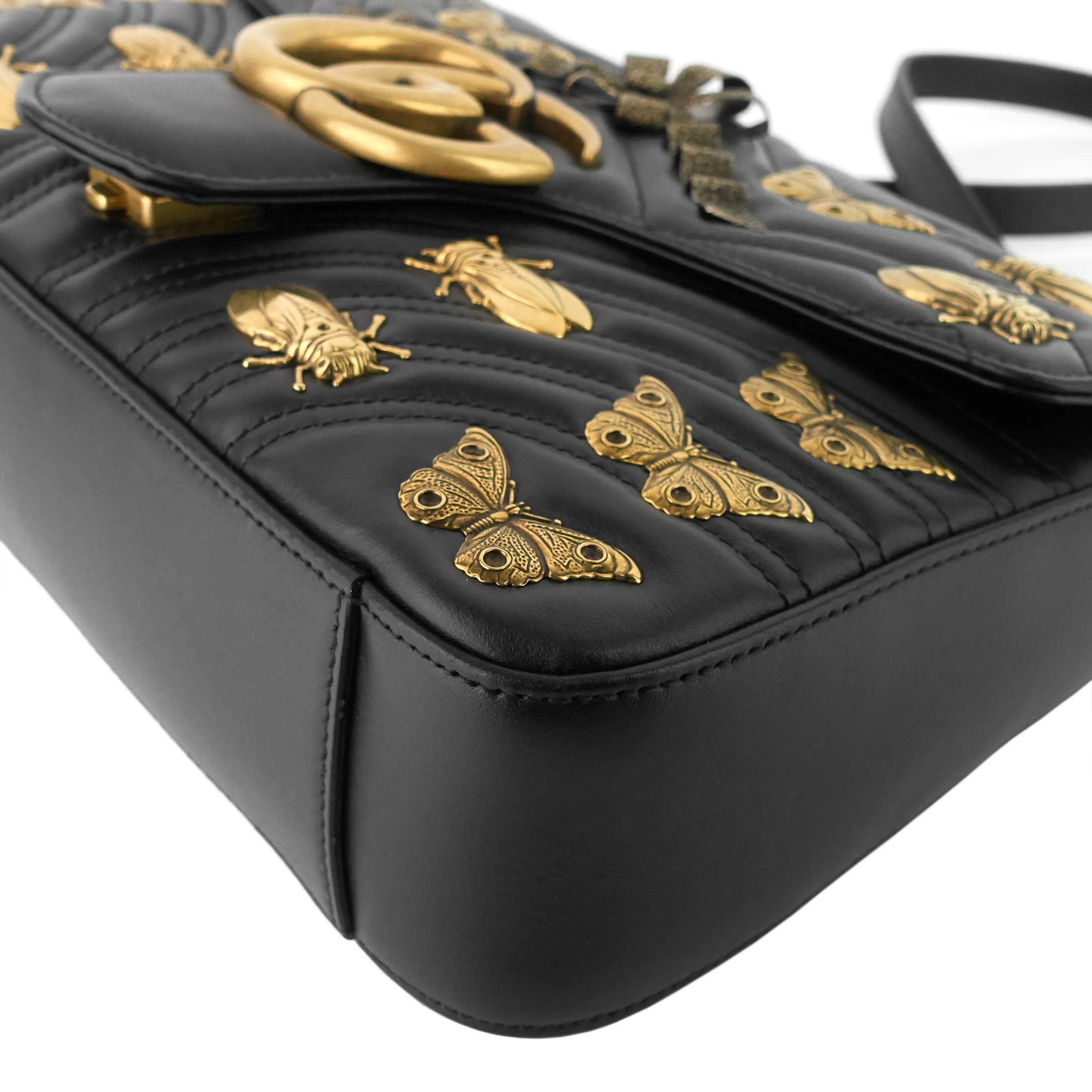 GG Marmont Medium Insects Matelass Leather Bag