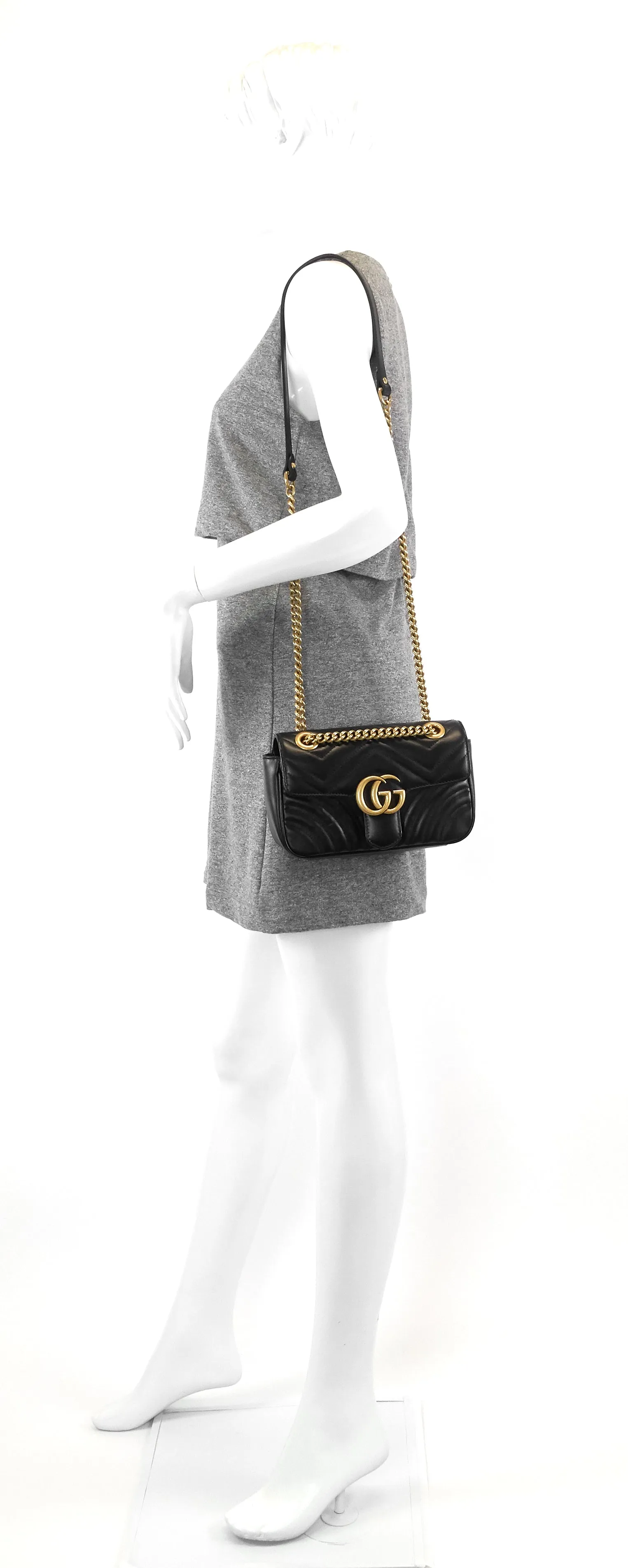 GG Marmont Mini Chevron Leather Bag