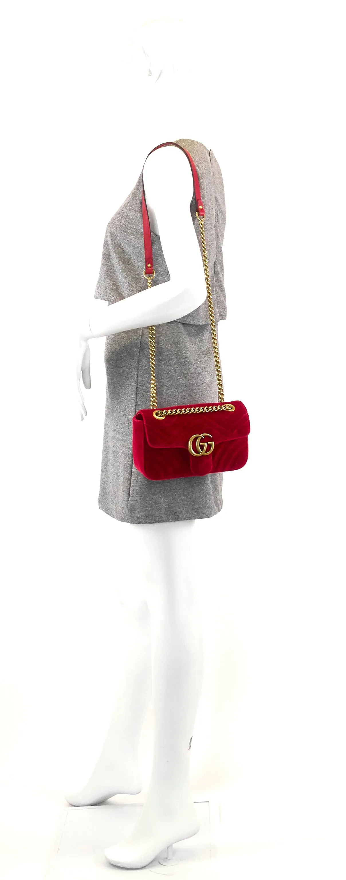 GG Marmont Mini Chevron Velvet Bag
