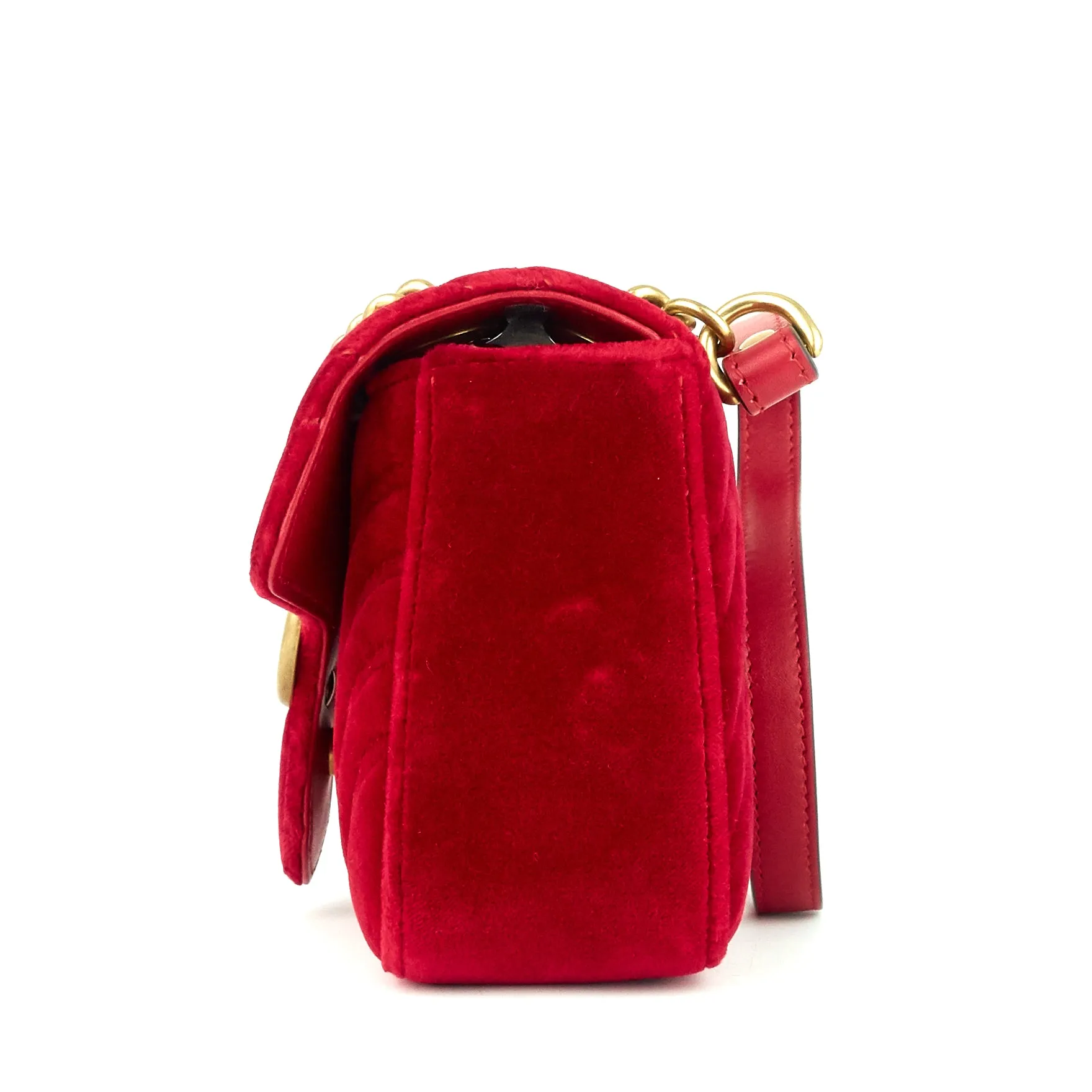GG Marmont Mini Chevron Velvet Bag