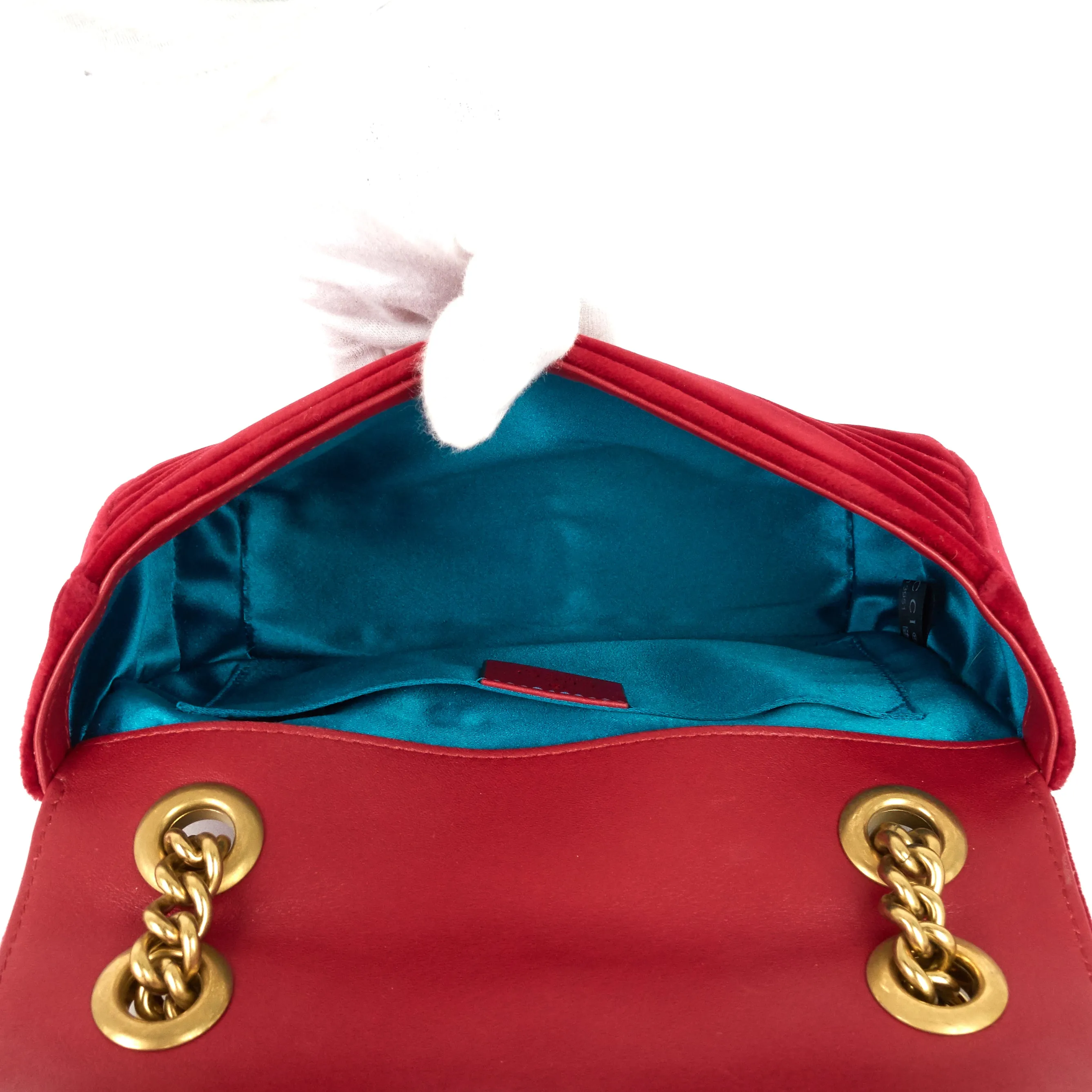 GG Marmont Mini Chevron Velvet Bag