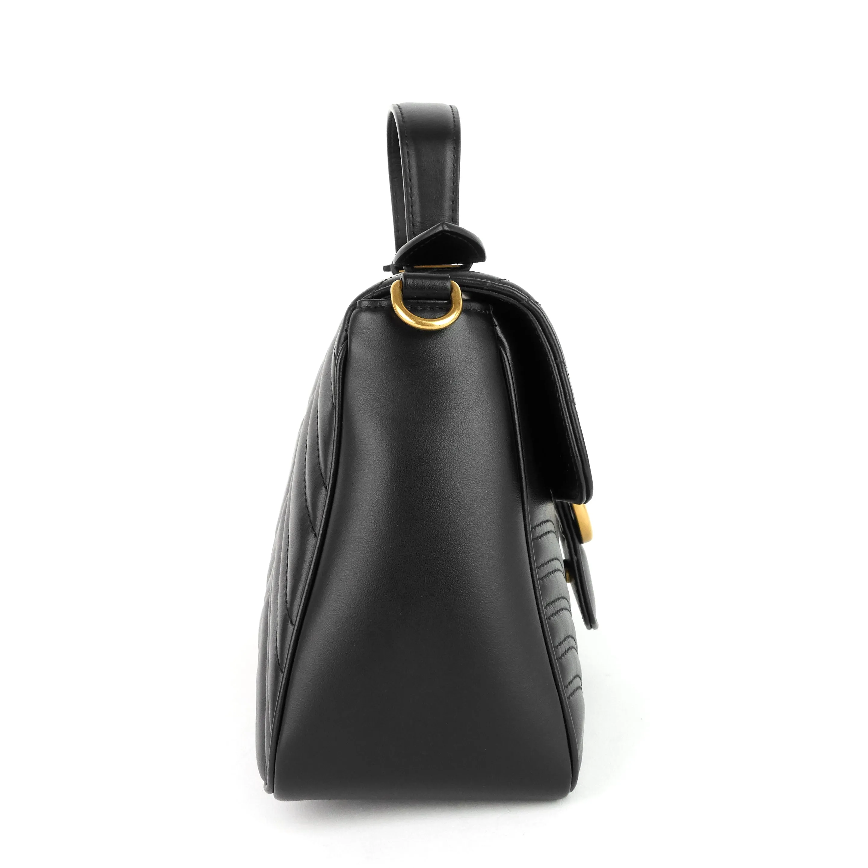 GG Marmont Small Matelass Calfskin Top Handle Shoulder Bag