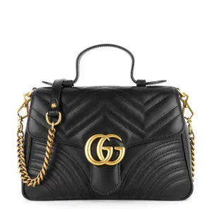GG Marmont Small Matelass Calfskin Top Handle Shoulder Bag