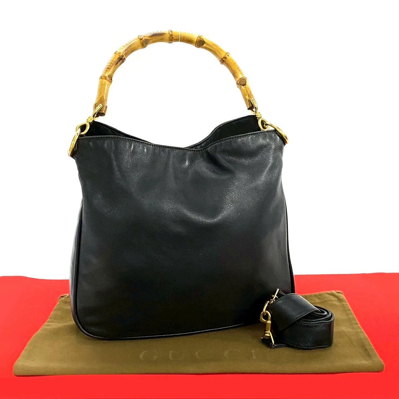 Gucci Bamboo Leather 2way Shoulder Bag