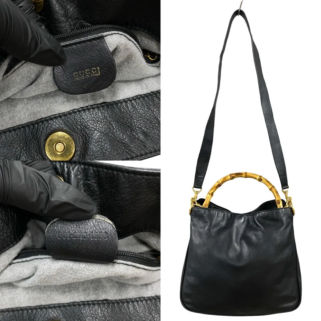 Gucci Bamboo Leather 2way Shoulder Bag
