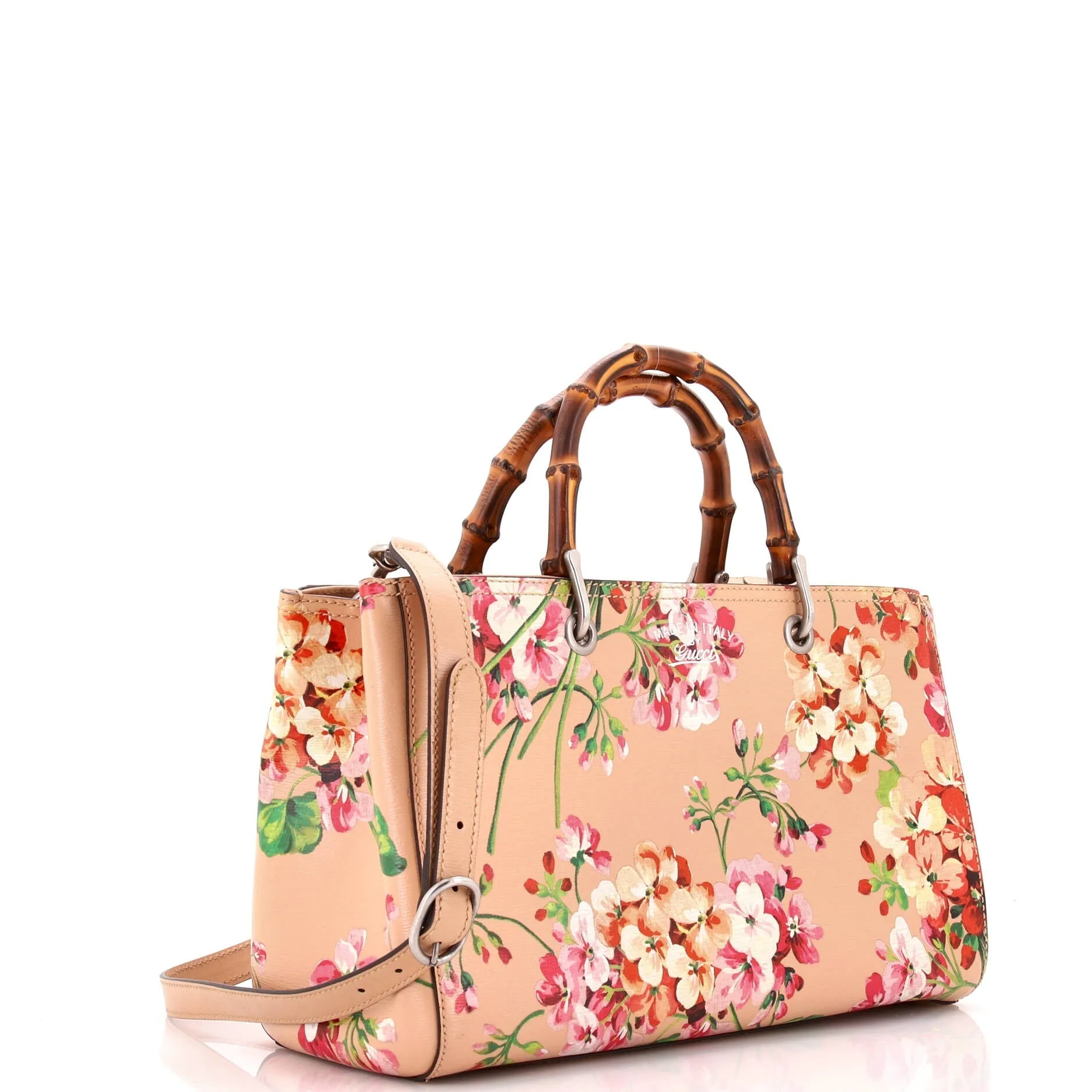 Gucci Bamboo Shopper Tote Blooms Print