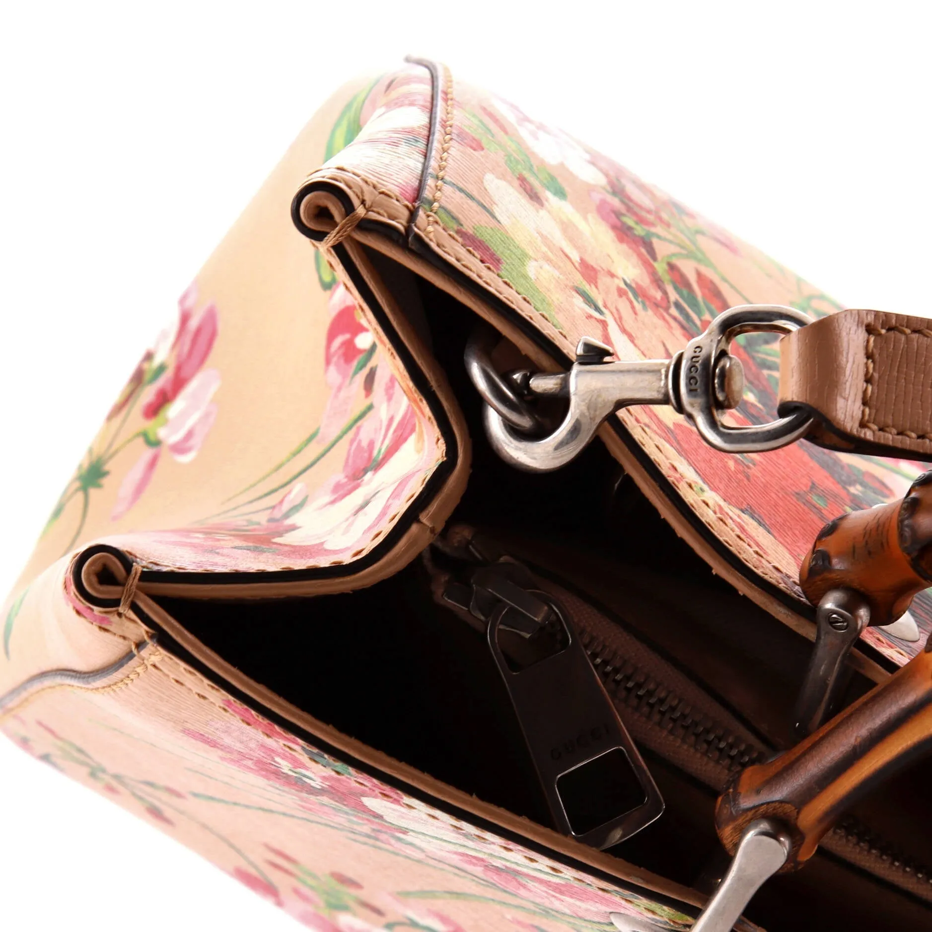 Gucci Bamboo Shopper Tote Blooms Print