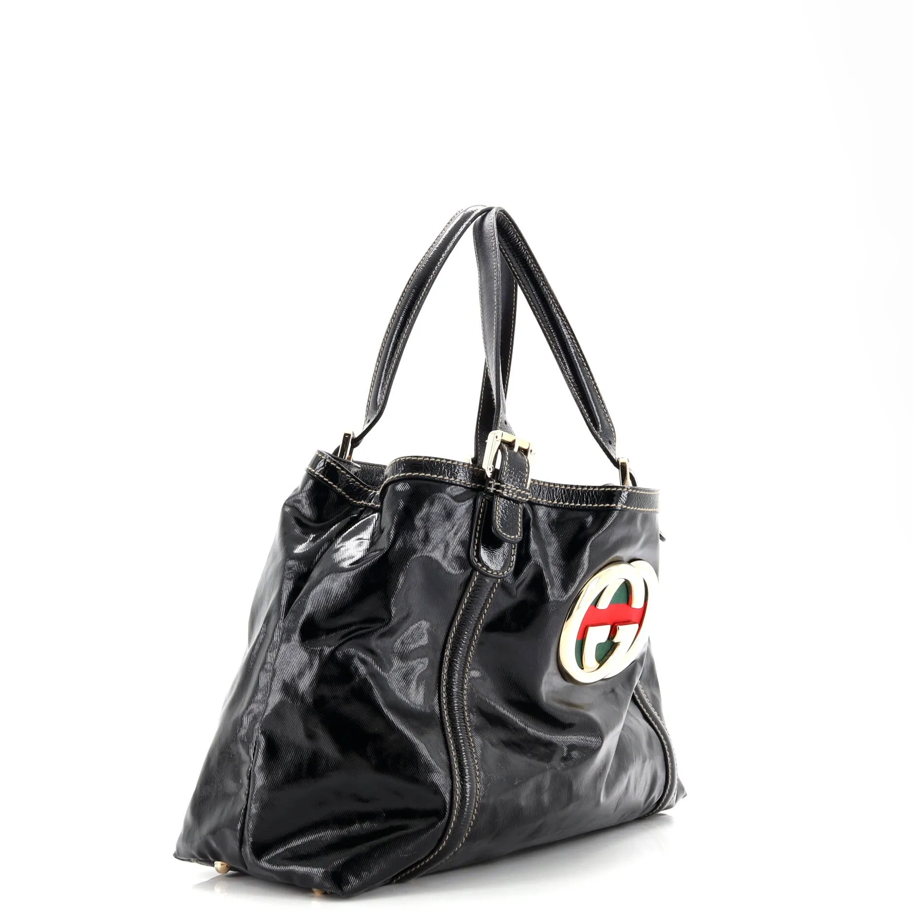 Gucci Britt Web Tote Dialux Coated