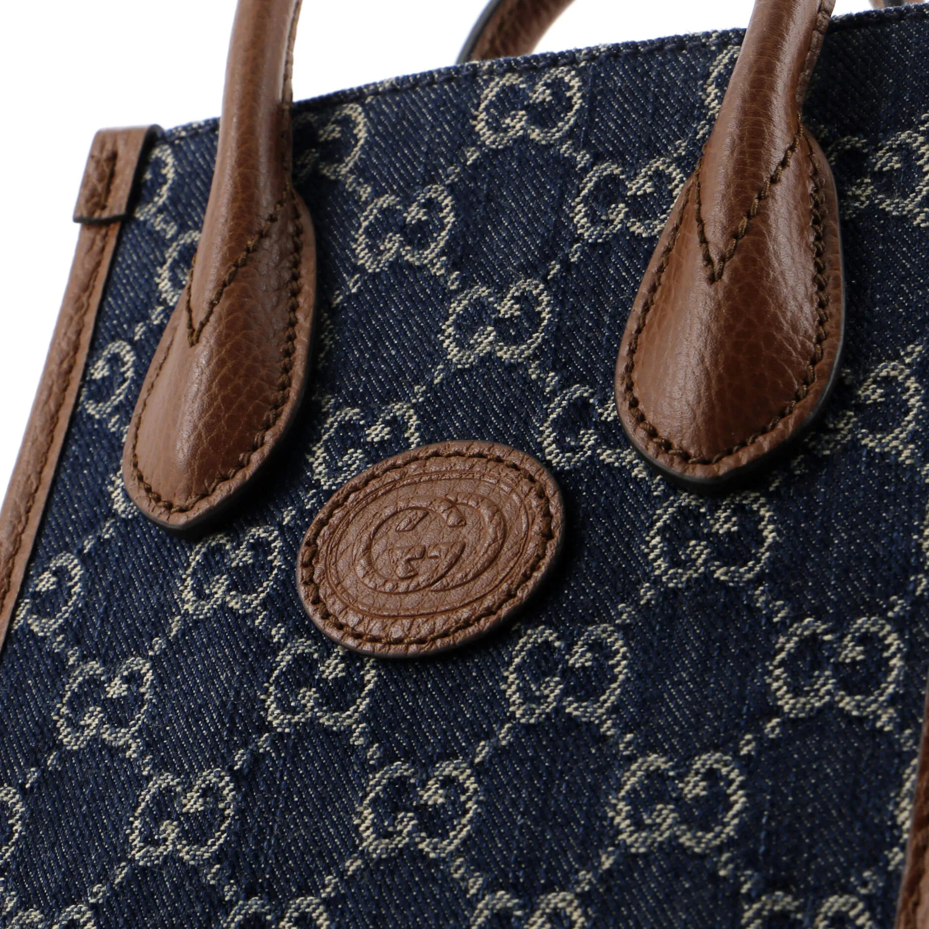 Gucci Interlocking G Patch Tote Gg Denim