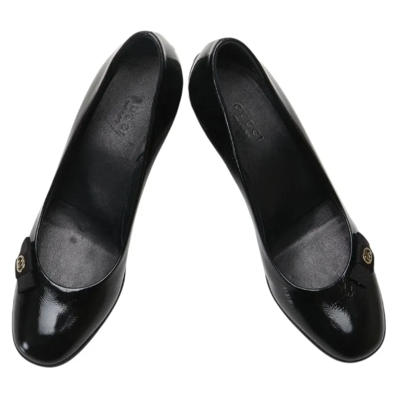 Gucci Ribbon Interlocking G Patent Leather Pumps
