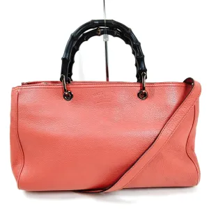Gucci Tote Bag Bamboo Pink Leather