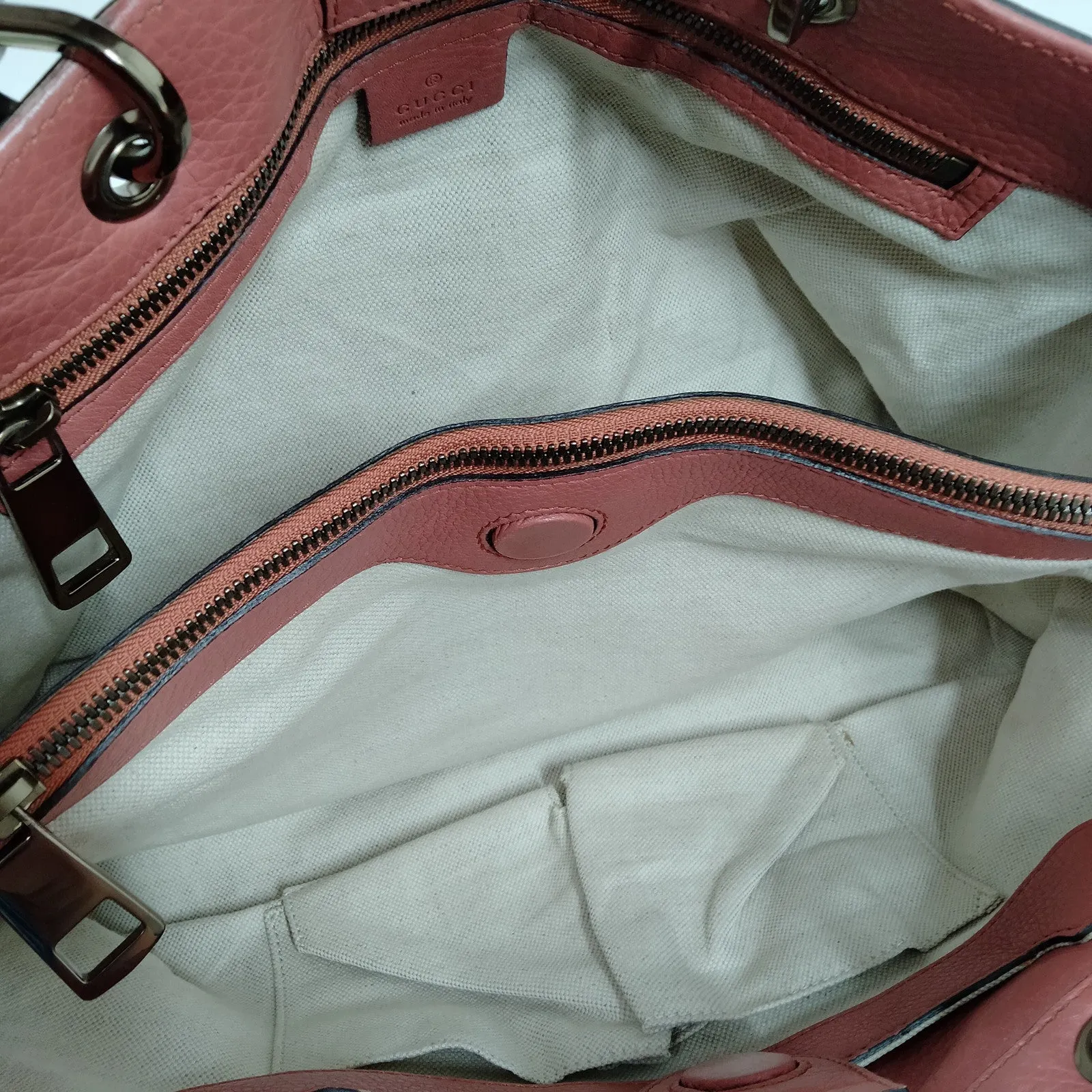 Gucci Tote Bag Bamboo Pink Leather