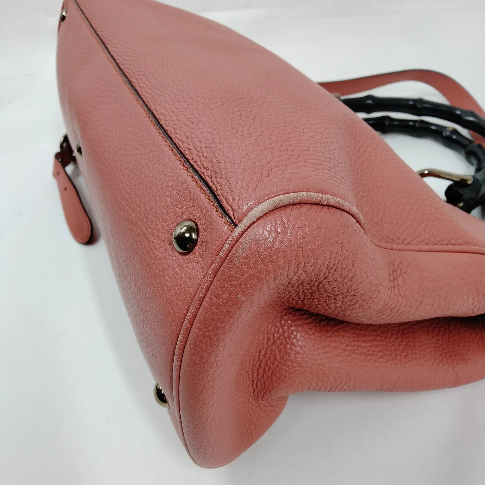 Gucci Tote Bag Bamboo Pink Leather