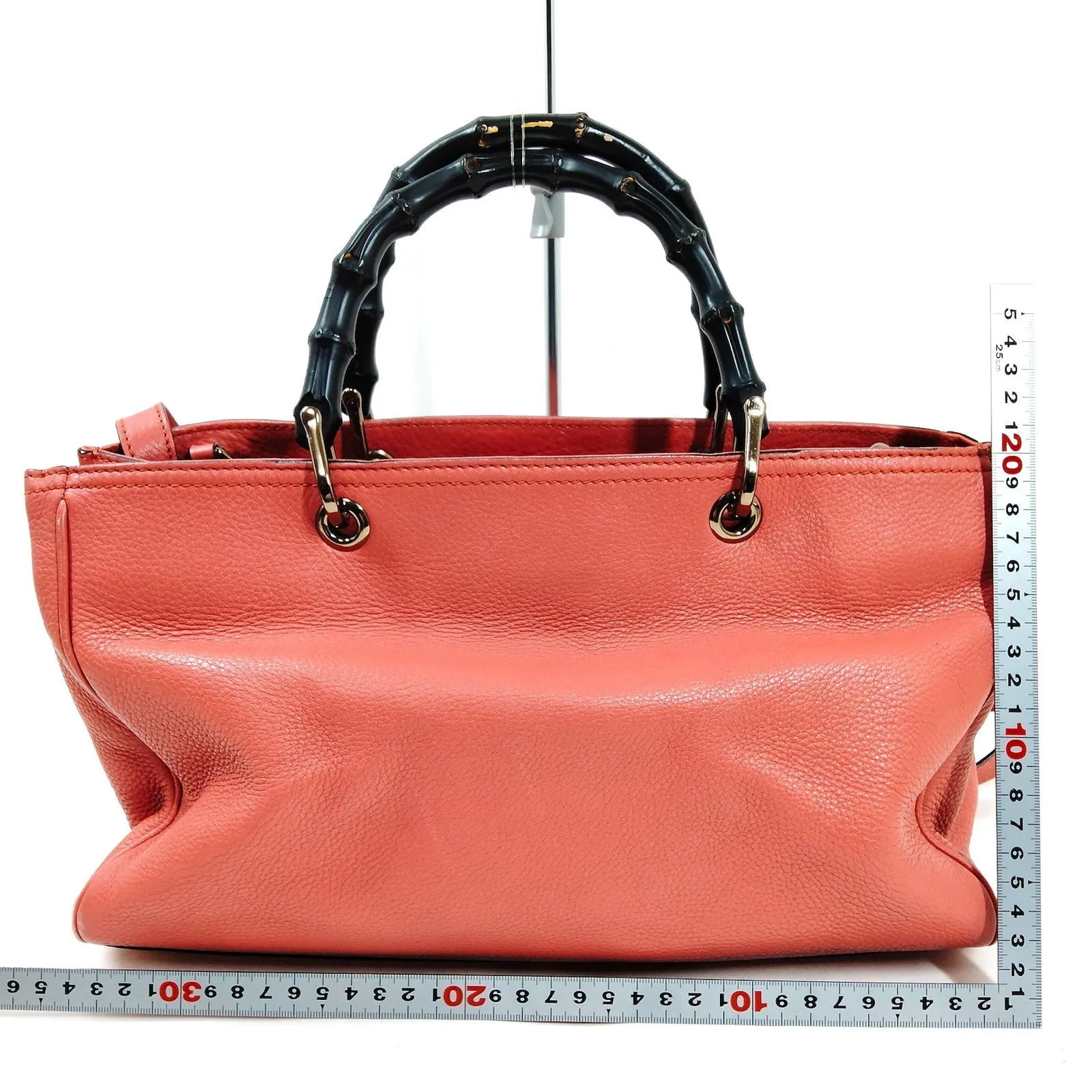 Gucci Tote Bag Bamboo Pink Leather