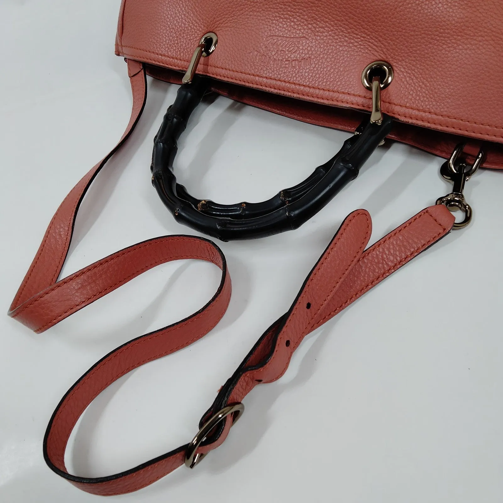 Gucci Tote Bag Bamboo Pink Leather