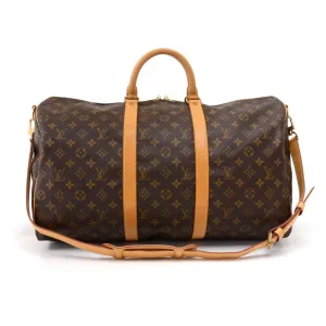 Keepall 50 Bandouliere Monogram Canvas Travel Bag with Strap