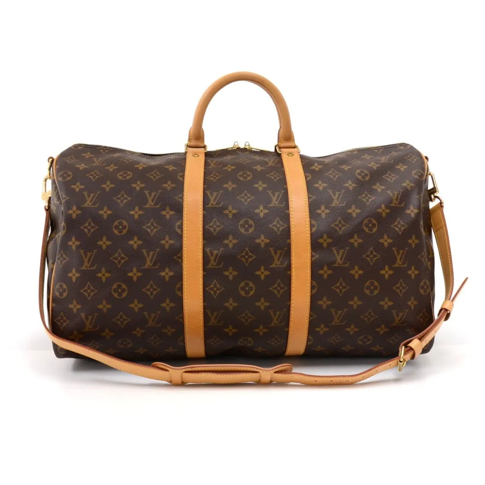 Keepall 50 Bandouliere Monogram Canvas Travel Bag with Strap