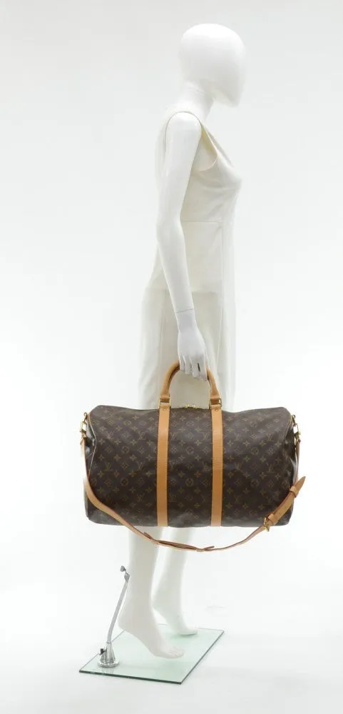 Keepall 50 Bandouliere Monogram Canvas Travel Bag with Strap