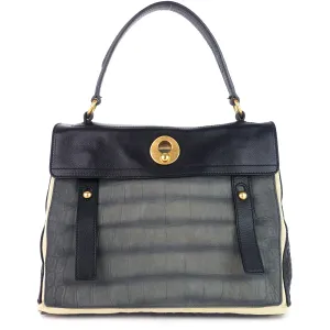Muse Two-Tone Leather, Suede and Canvas Handbag