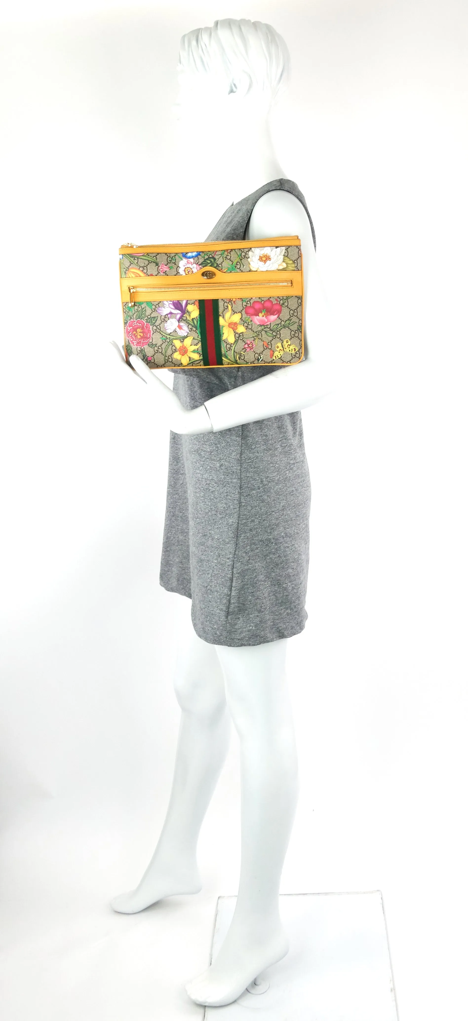 Ophidia Floral GG Supreme Large Clutch Bag