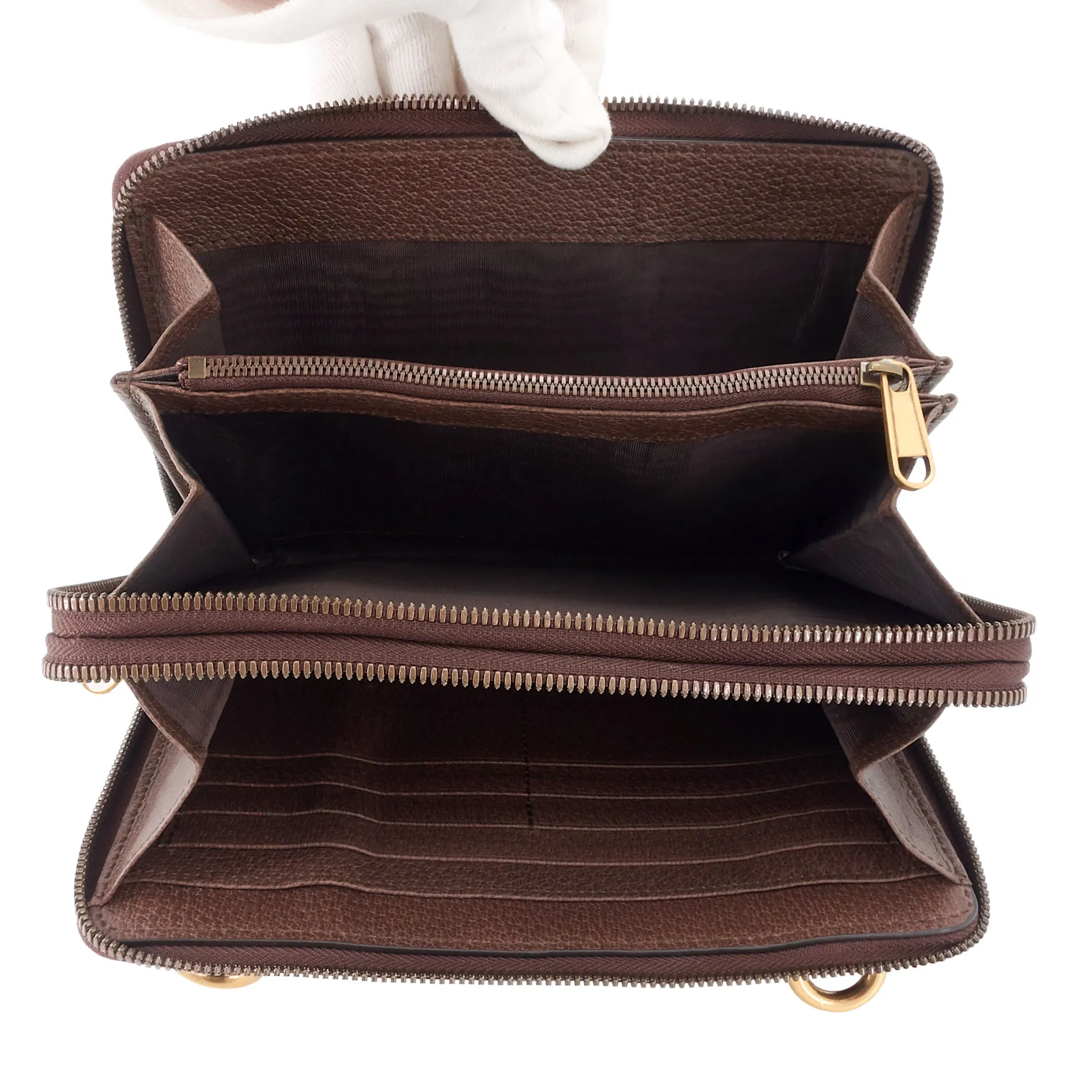 Ophidia Web GG Coated Canvas Double Zip Crossbody