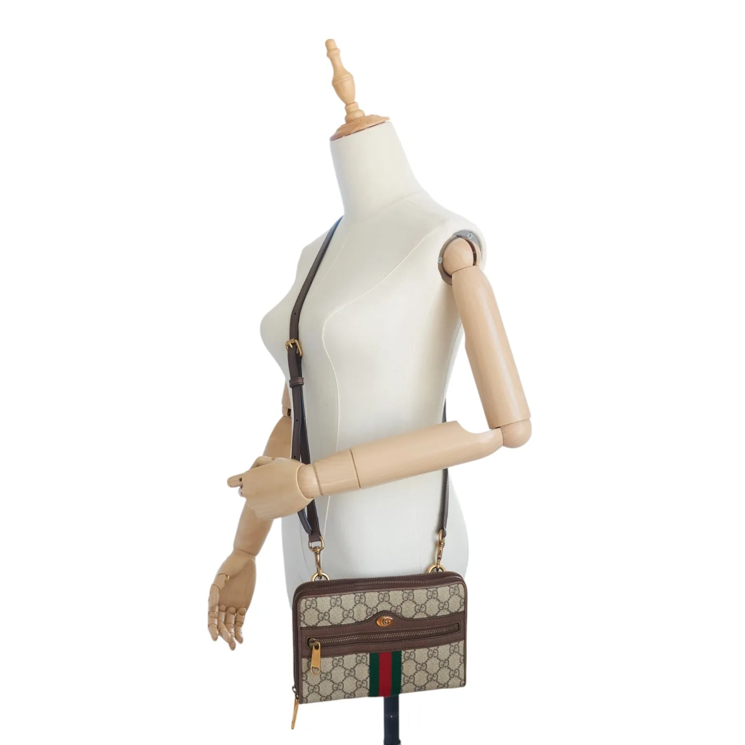 Ophidia Web GG Coated Canvas Double Zip Crossbody