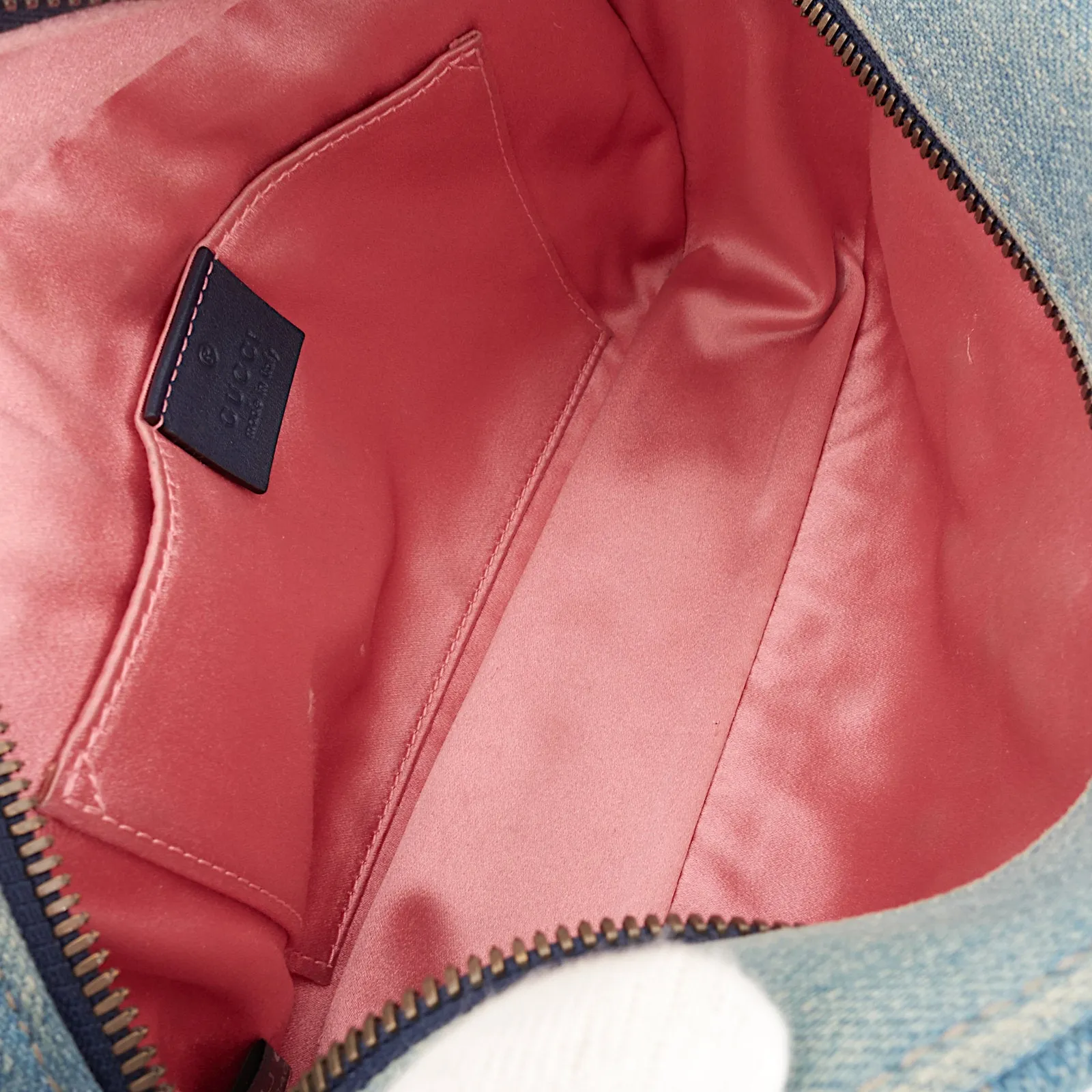 Pearly GG Marmont Small Denim Camera Bag
