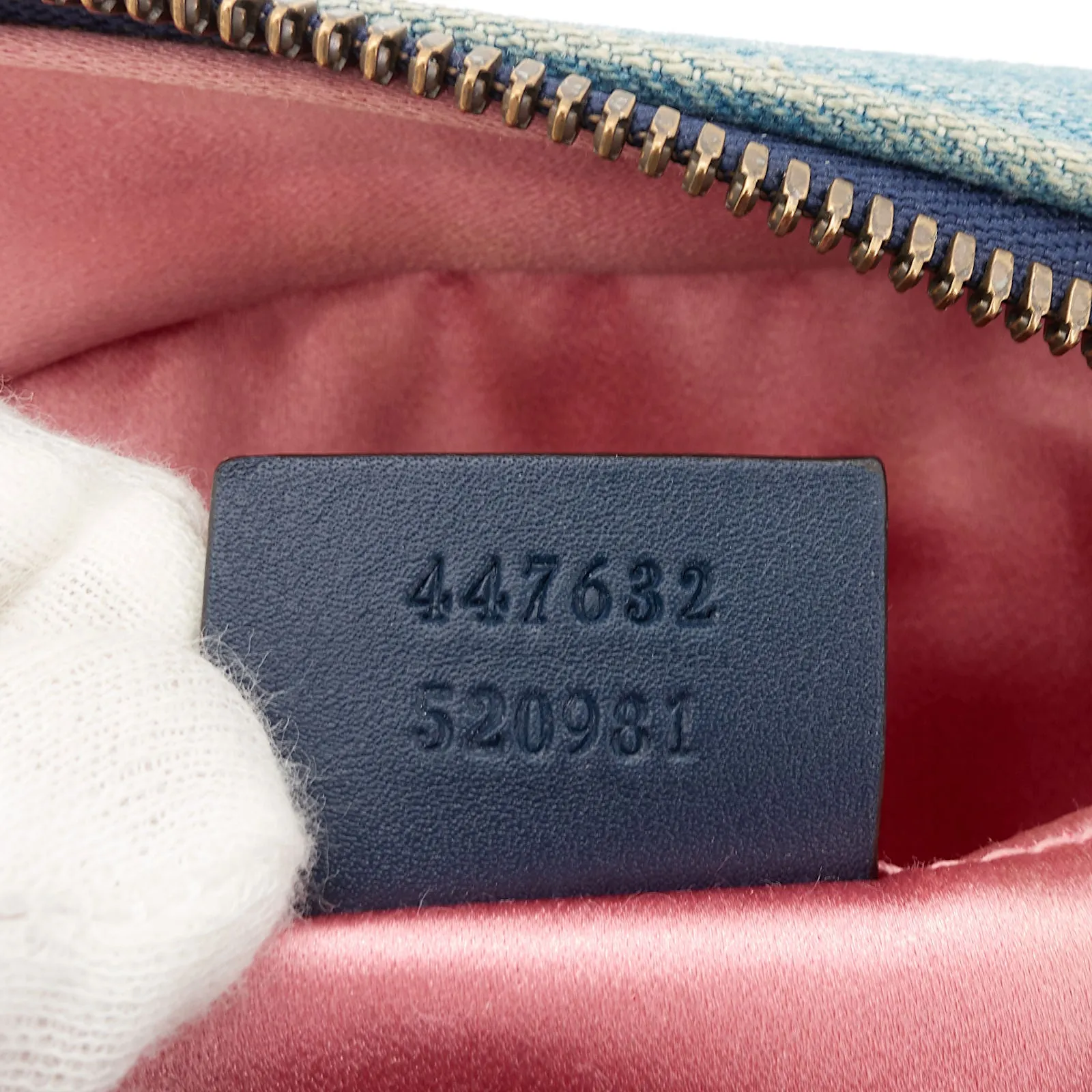 Pearly GG Marmont Small Denim Camera Bag