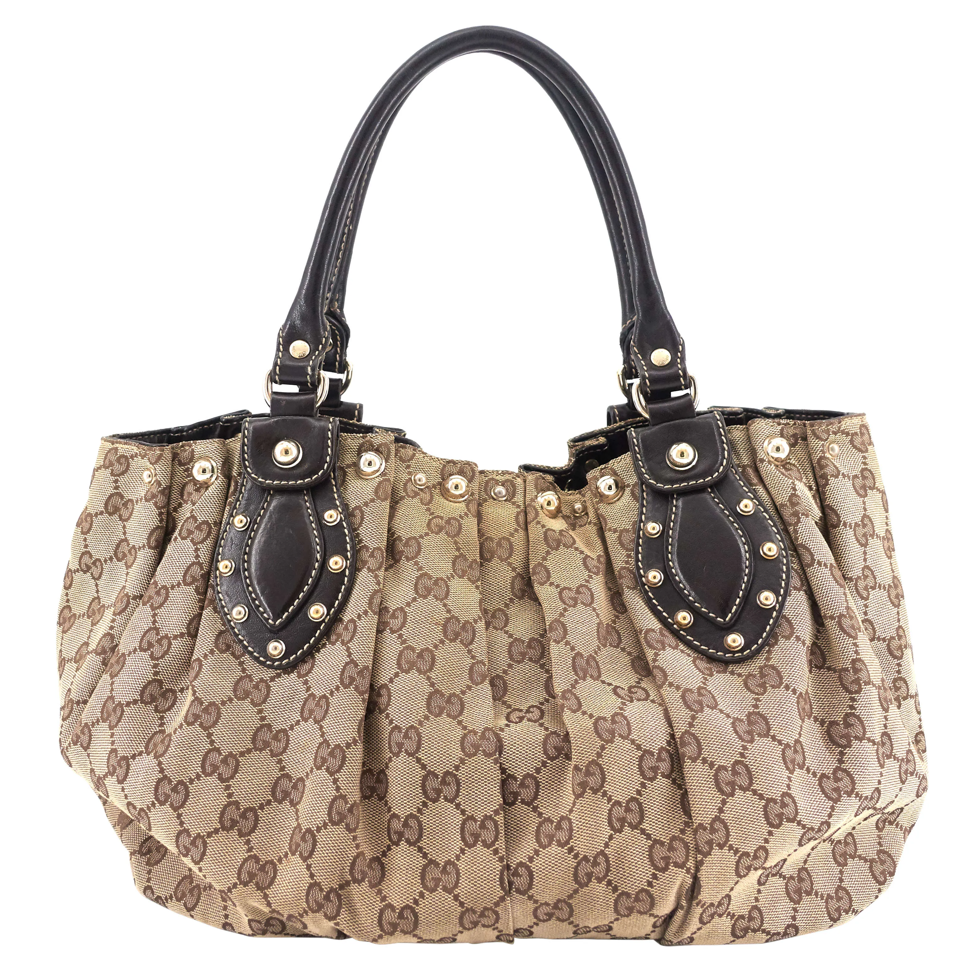 Pelham Medium Monogram Canvas Studded Hobo Bag