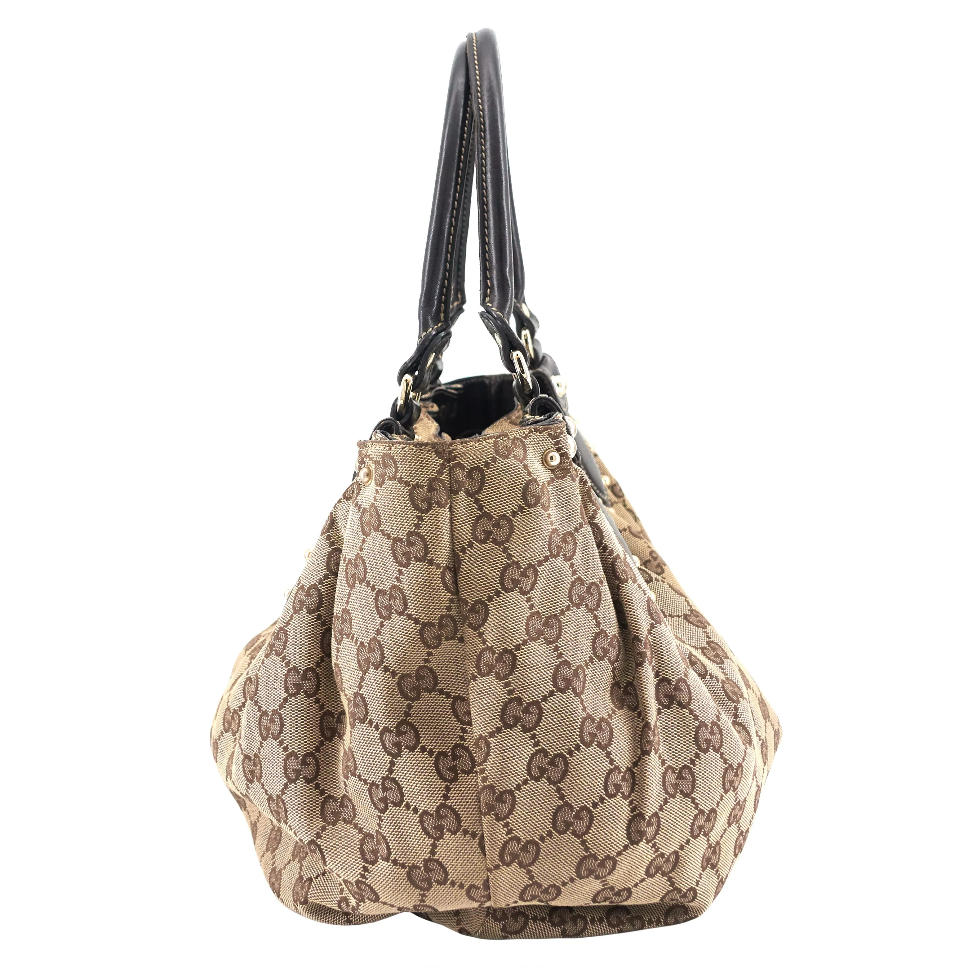 Pelham Medium Monogram Canvas Studded Hobo Bag