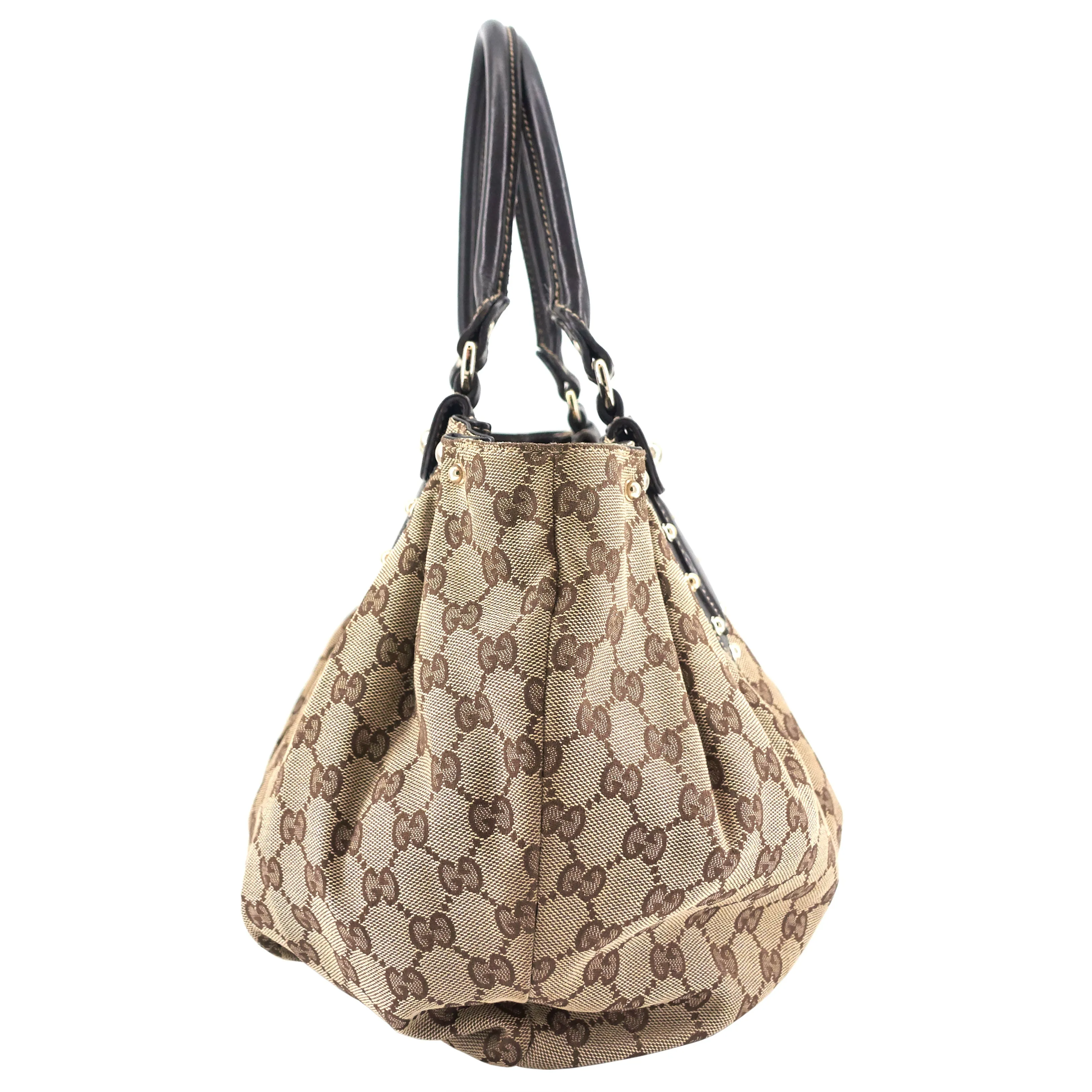 Pelham Medium Monogram Canvas Studded Hobo Bag