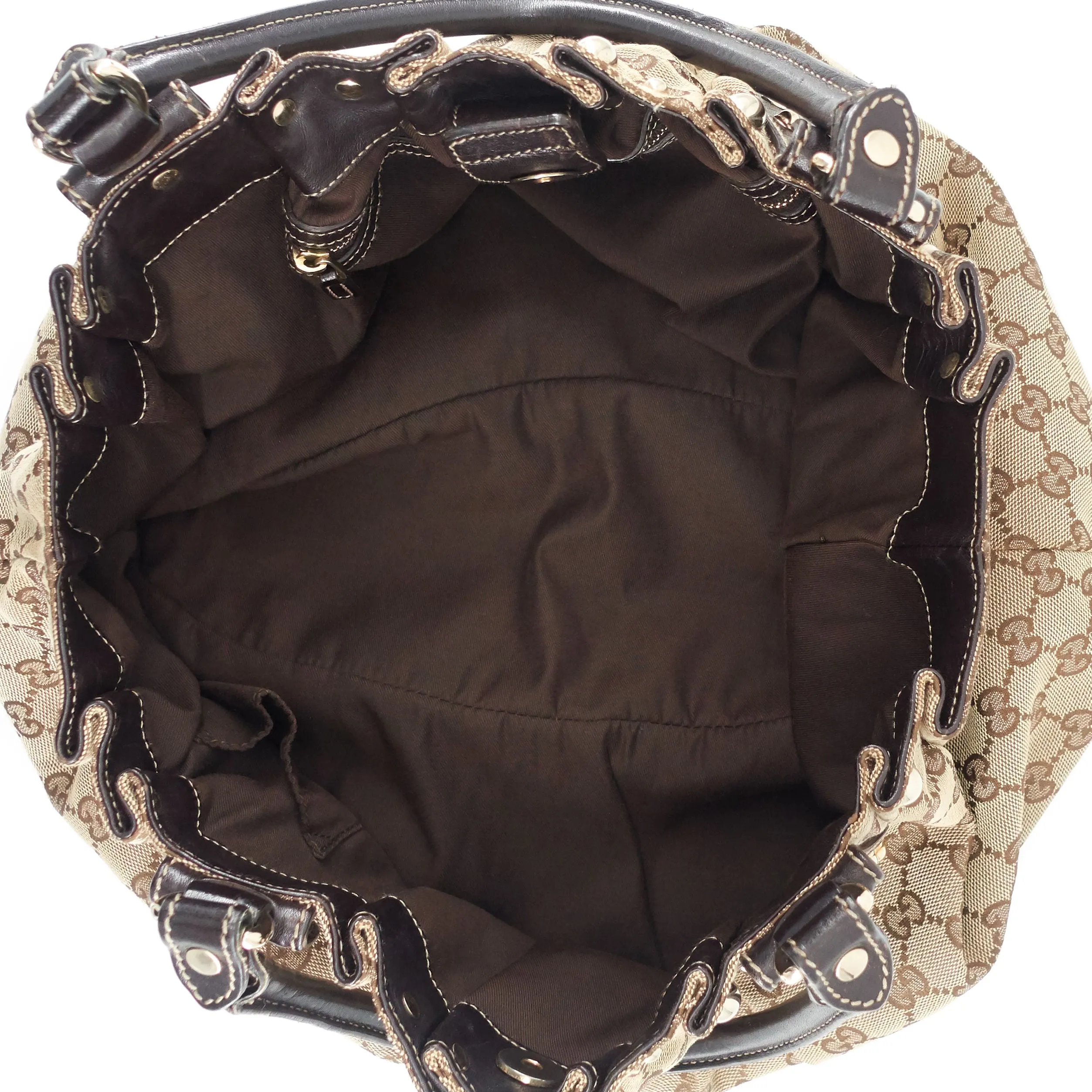 Pelham Medium Monogram Canvas Studded Hobo Bag