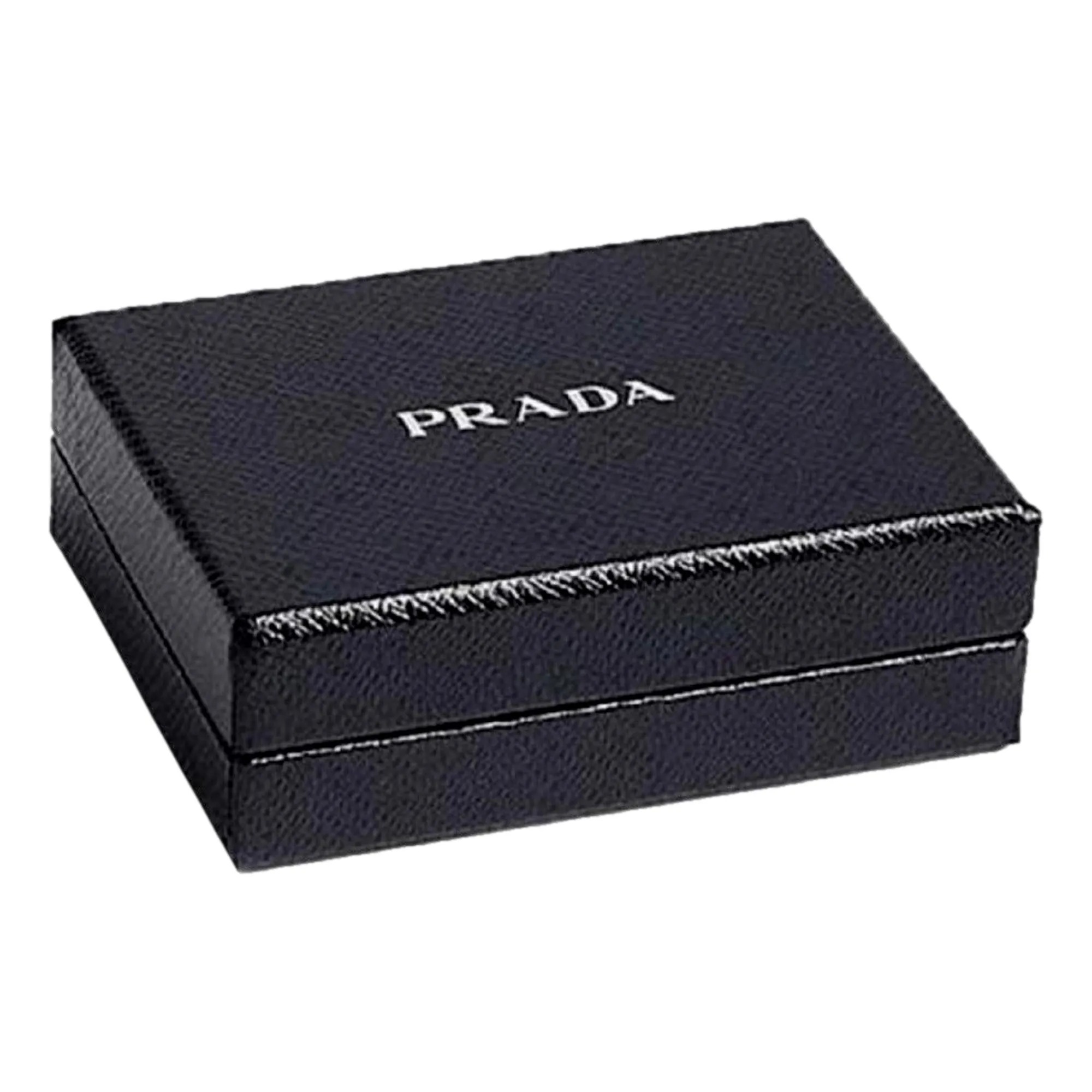 Prada Bifold Black Polished Leather Triangle Logo Card Holder Wallet