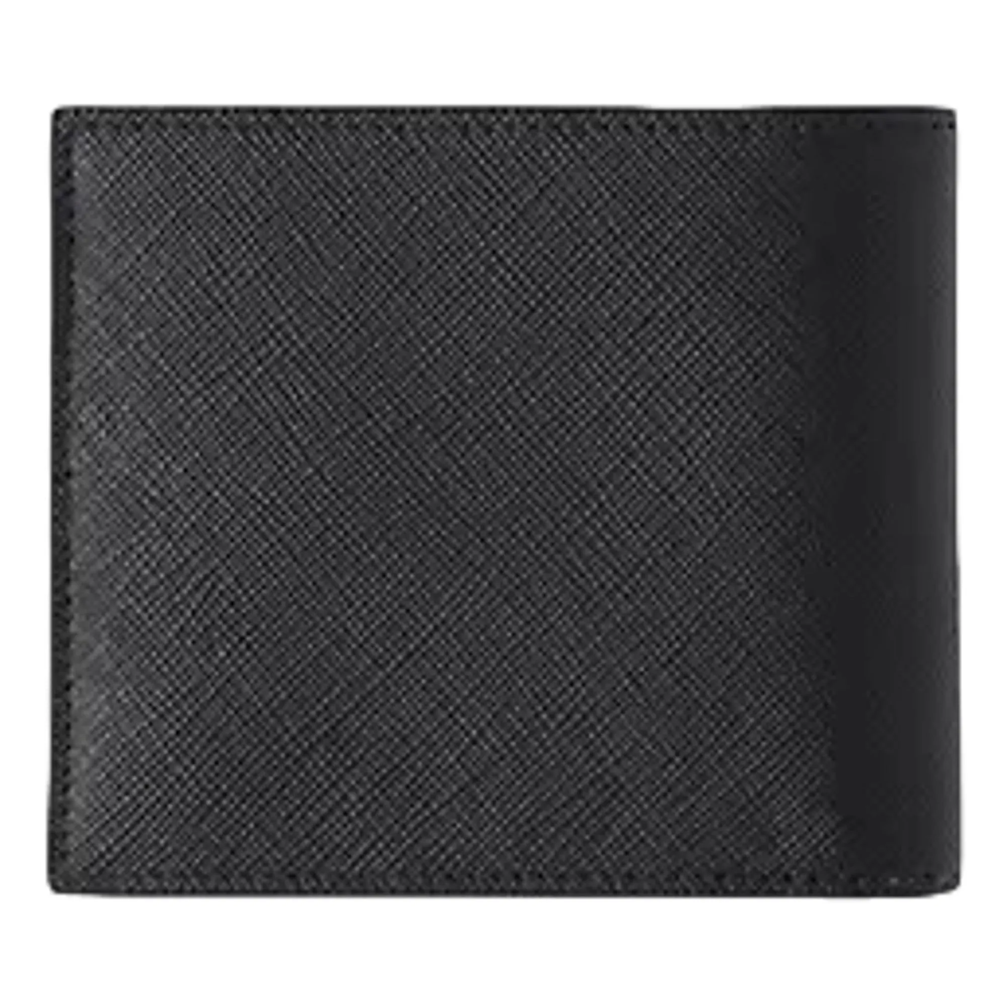 Prada Men's Black Grey Bicolor Saffiano Leather Logo Billfold Bifold Wallet
