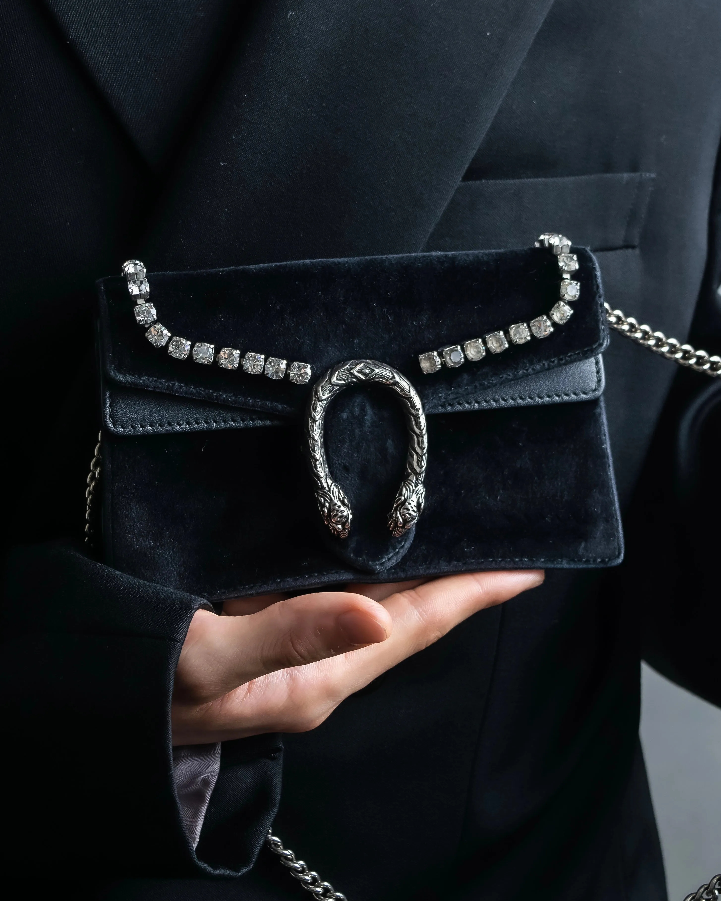 "GUCCI" Dionysus velvet crystal lined shoulder bag