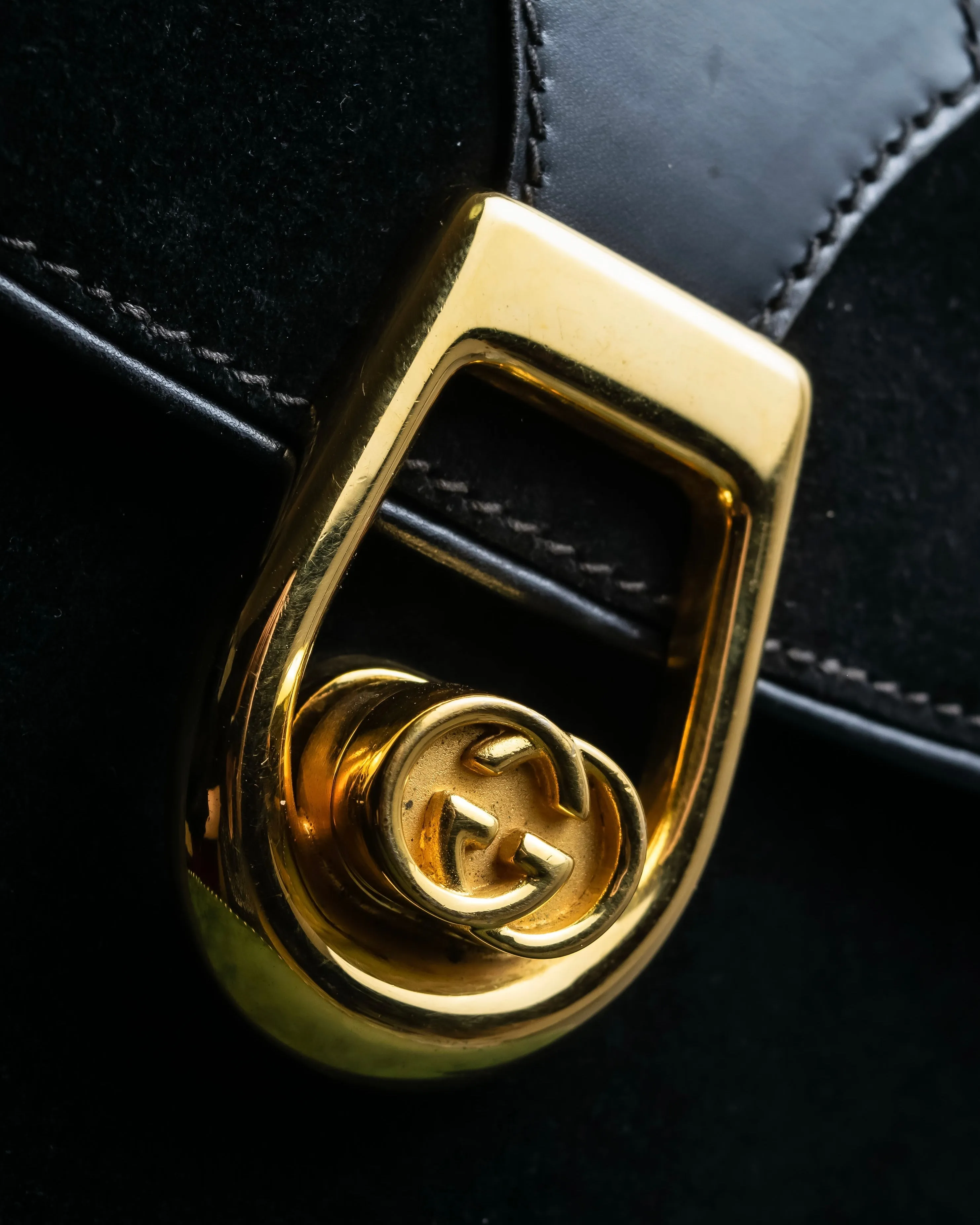 "GUCCI" Interlocking G design suede bag