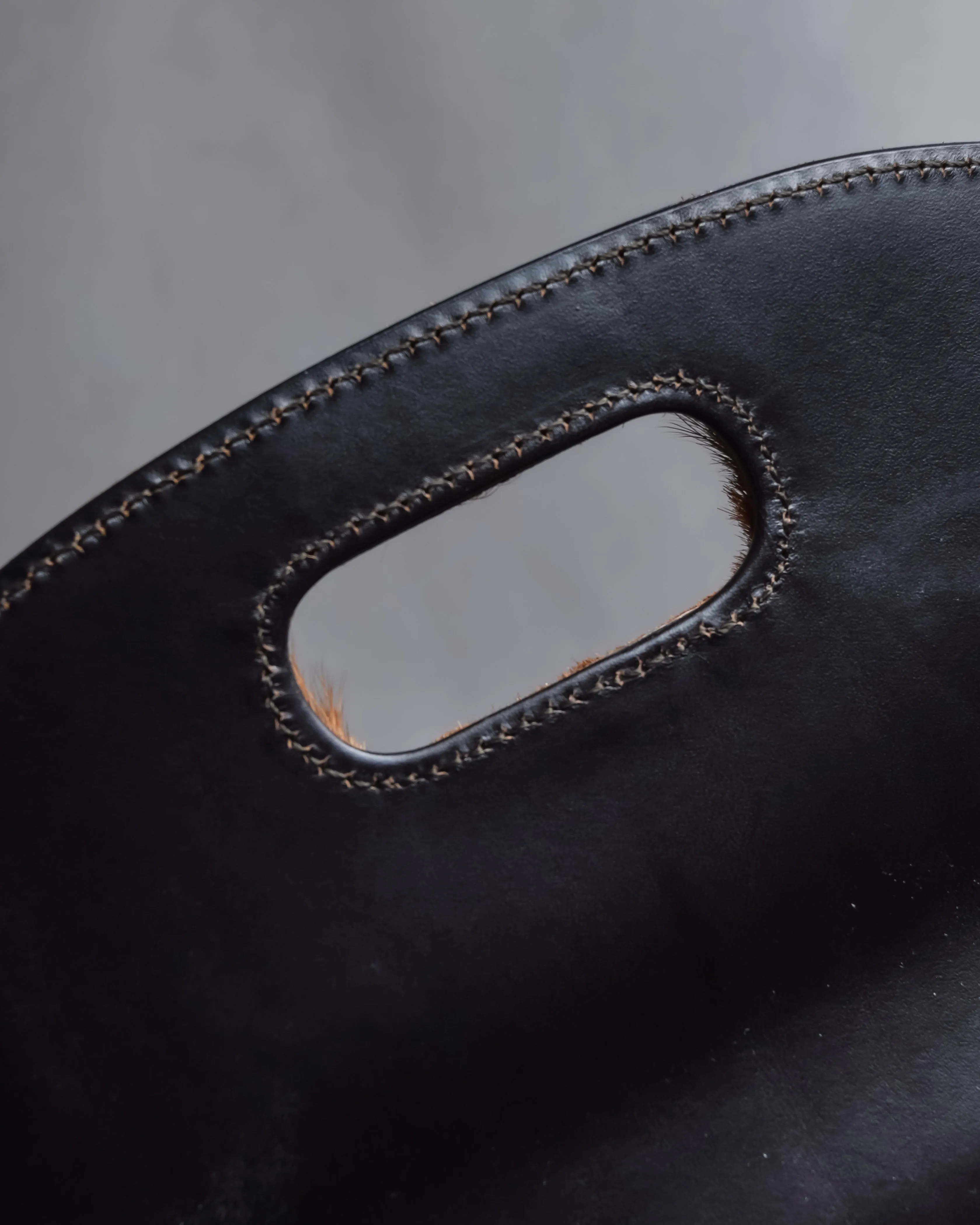 "GUCCI"1947 pony leather combination bamboo hand bag